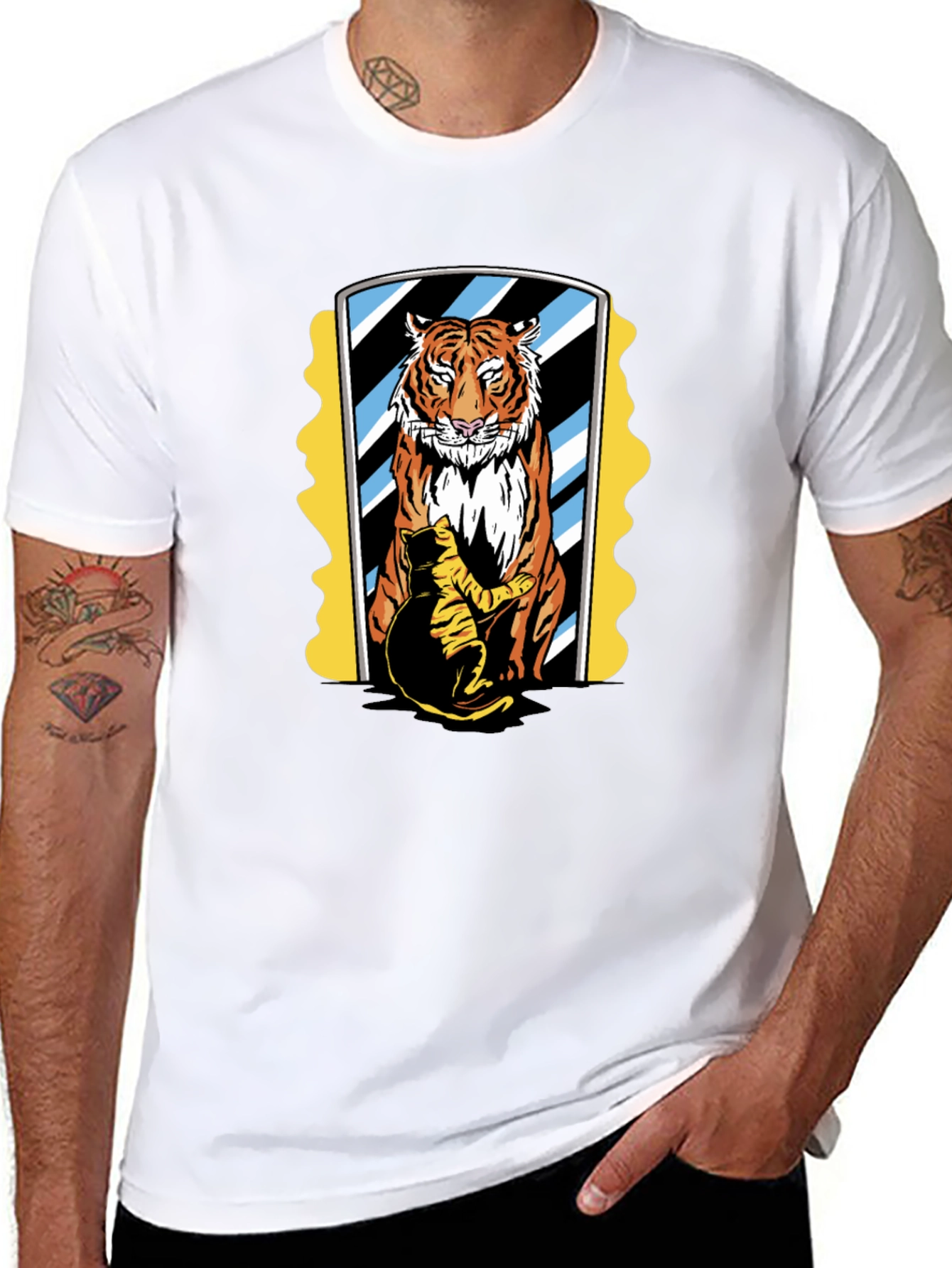 Black Cat & Tiger Mirror Graphic Tee