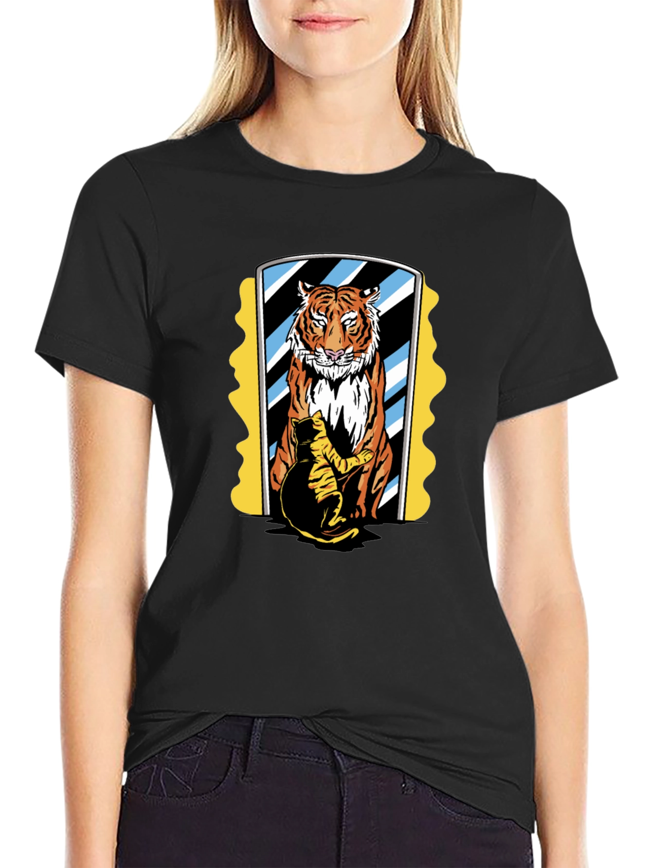 Black Cat & Tiger Mirror Graphic Tee
