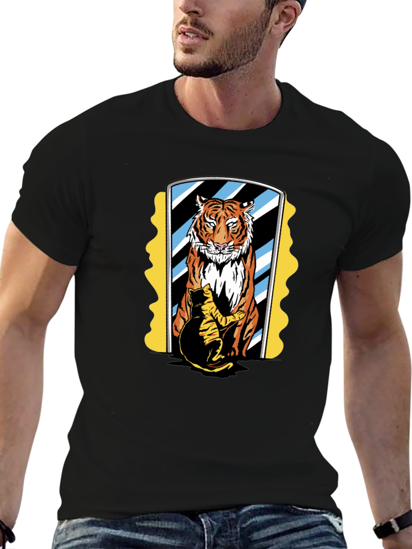 Black Cat & Tiger Mirror Graphic Tee