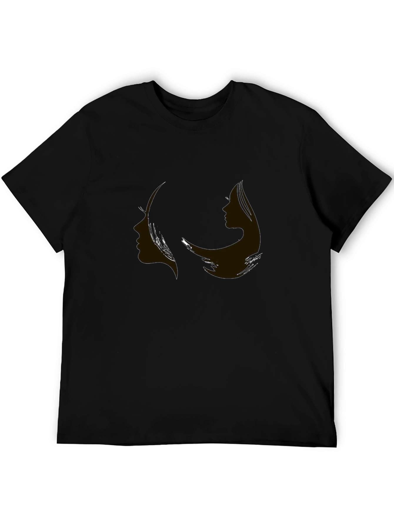 Contrasting Profiles Graphic Black Tee