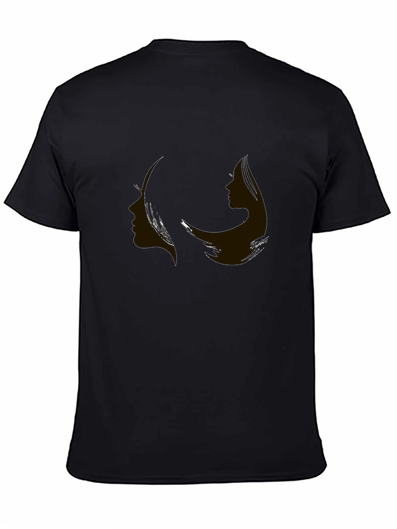 Contrasting Profiles Graphic Black Tee