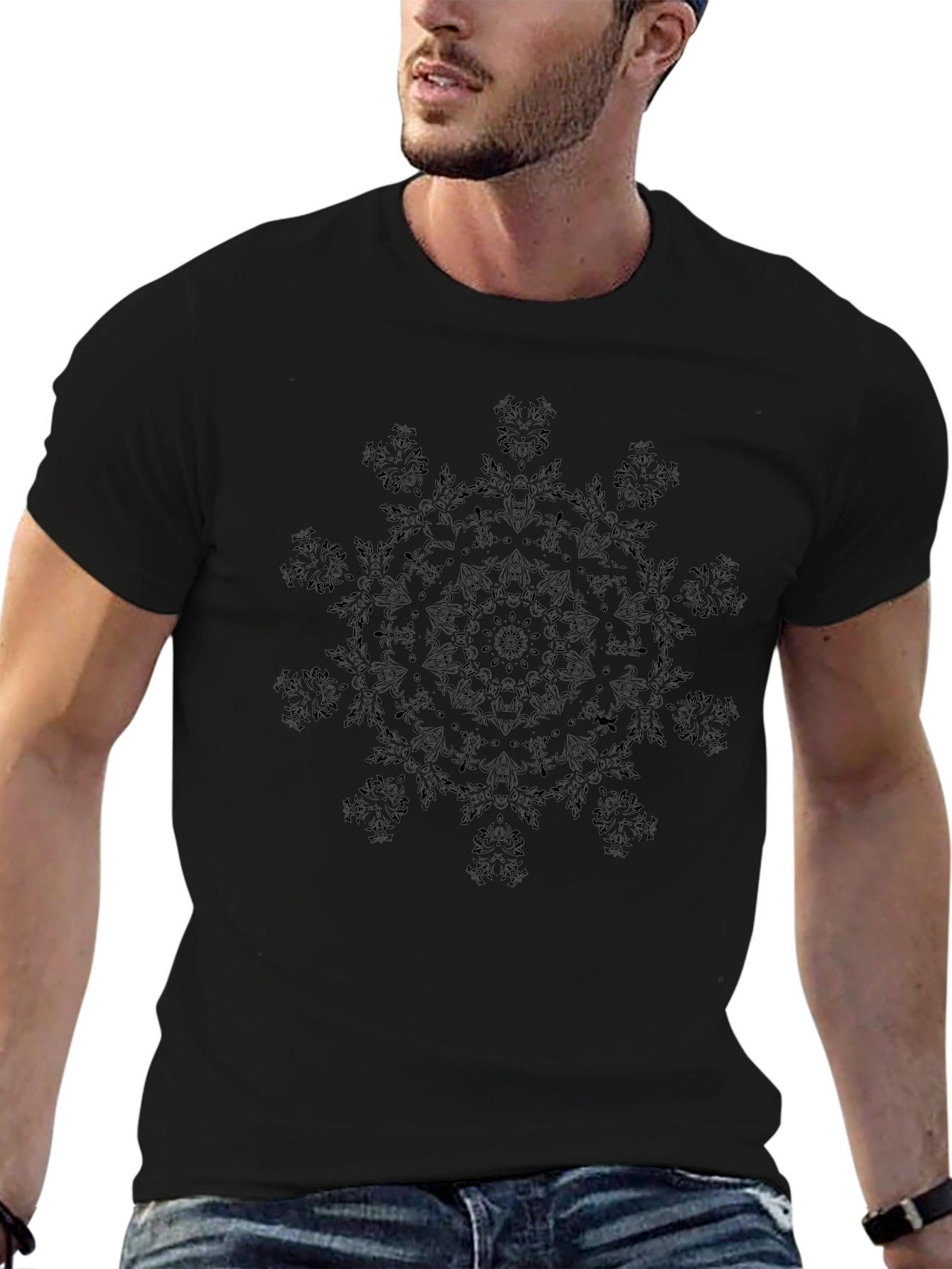 Black Mandala Graphic Tee - Stylish Casual Wear