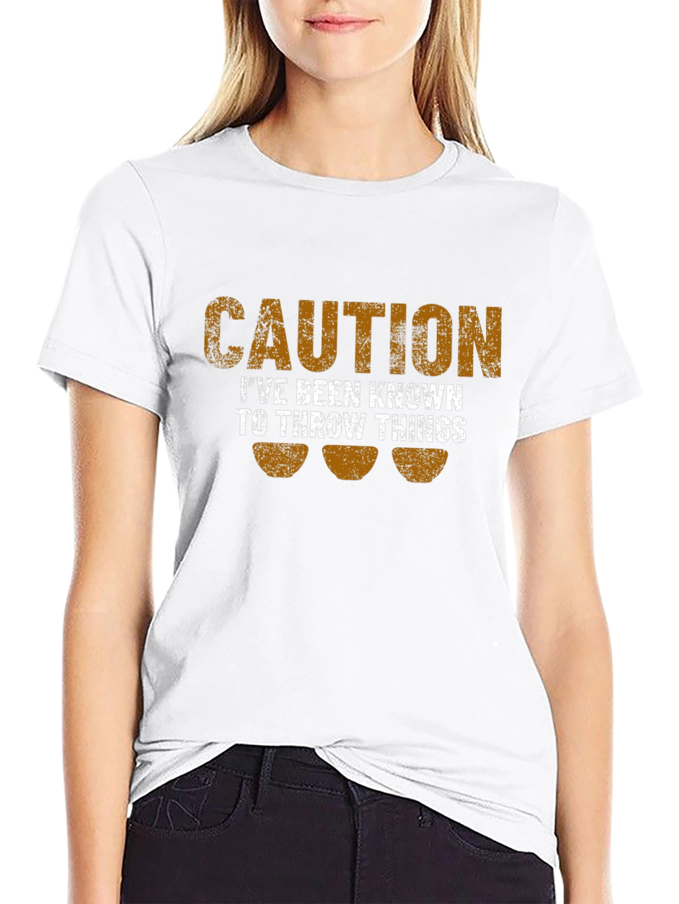 Caution I Throw Things Graphic T-Shirt