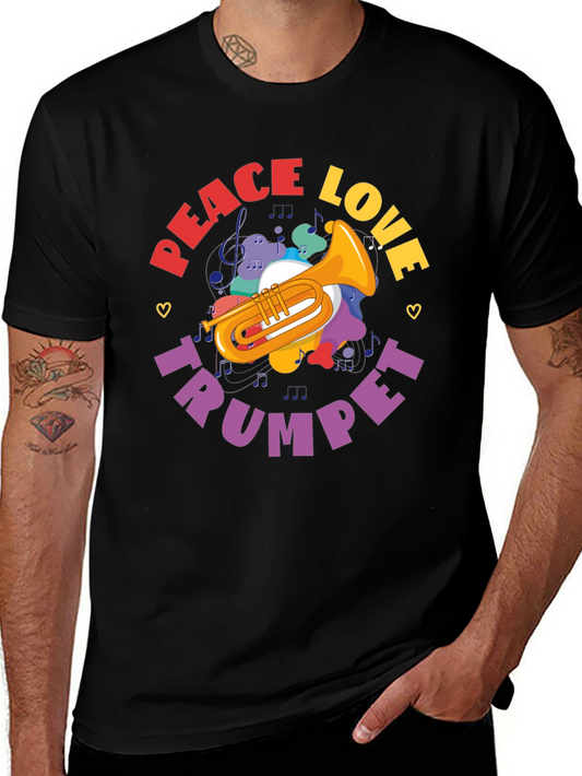 Peace Love Trumpet Graphic T-Shirt
