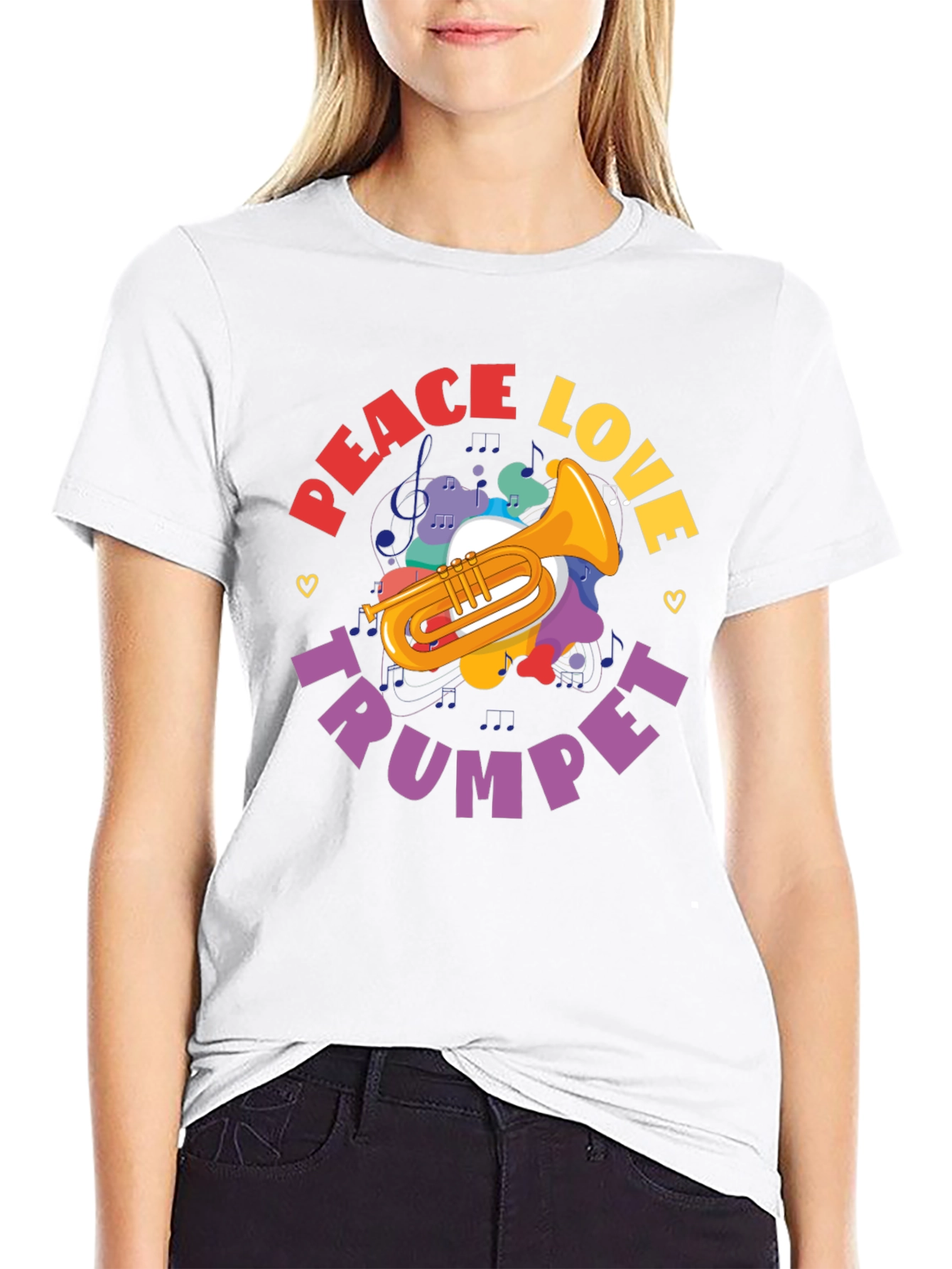 Peace Love Trumpet Graphic T-Shirt