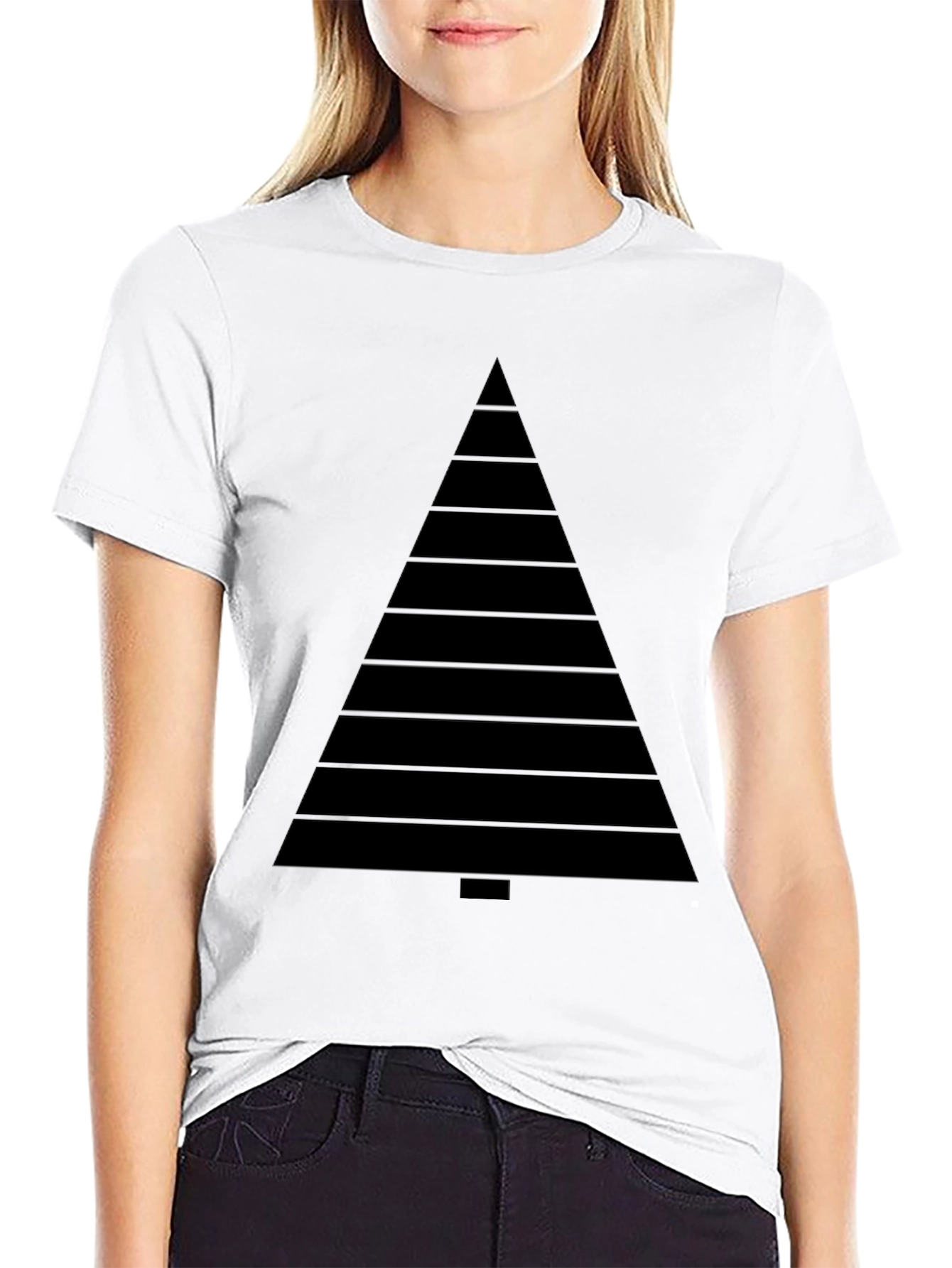 Modern Geometric Tree Black Tee