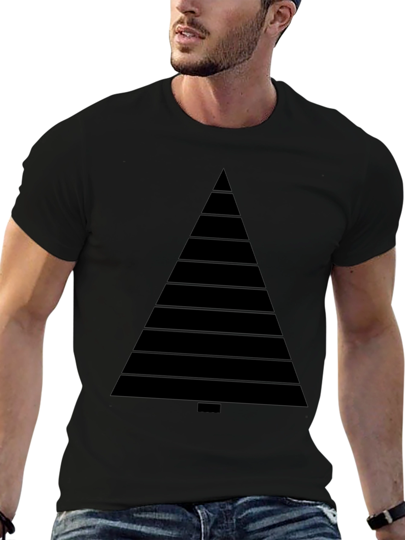 Modern Geometric Tree Black Tee
