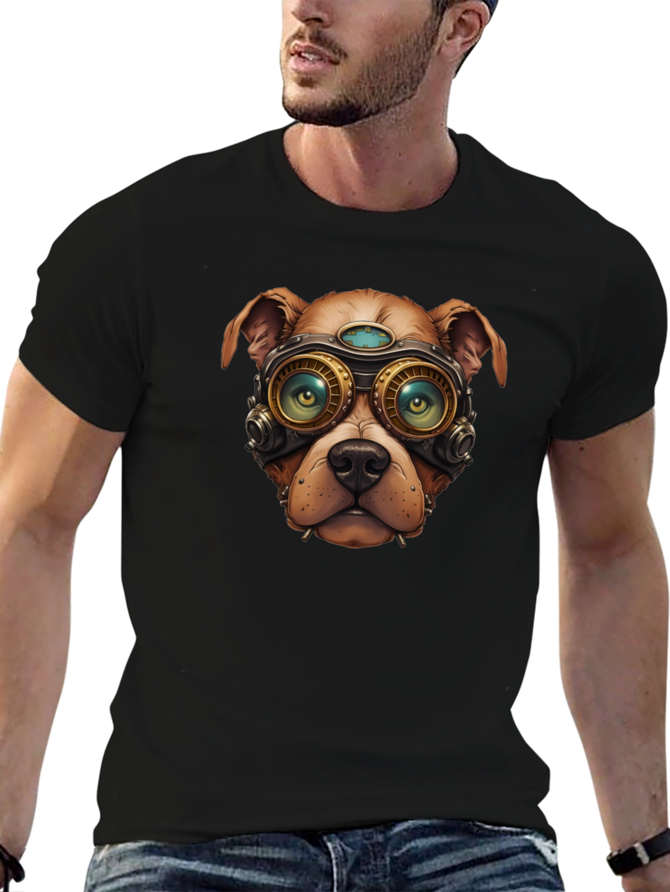 Steampunk Dog Graphic T-Shirt