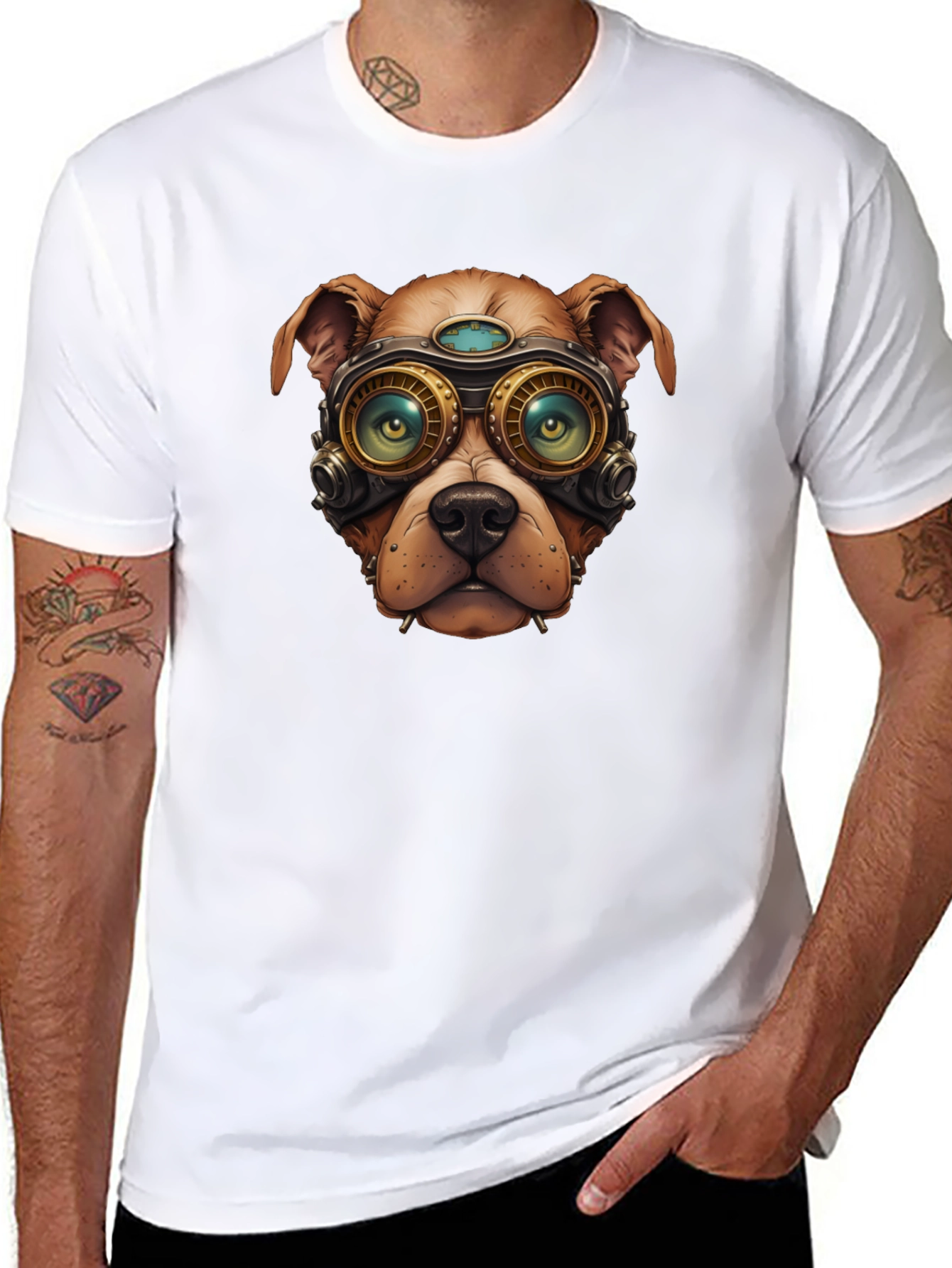 Steampunk Dog Graphic T-Shirt