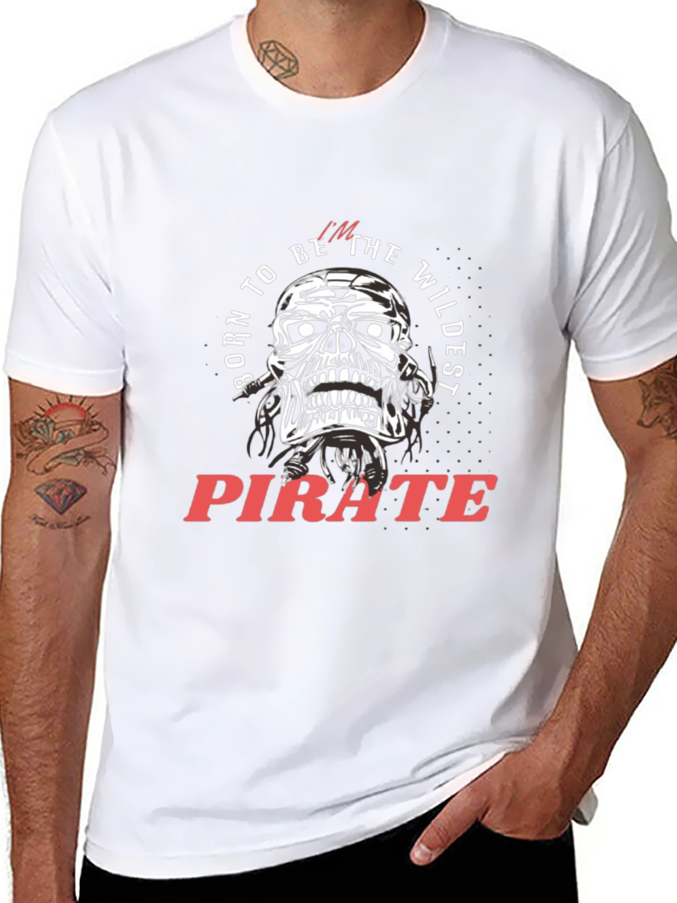 Wildest Pirate Skull Graphic Tee - Mens Black T-Shirt