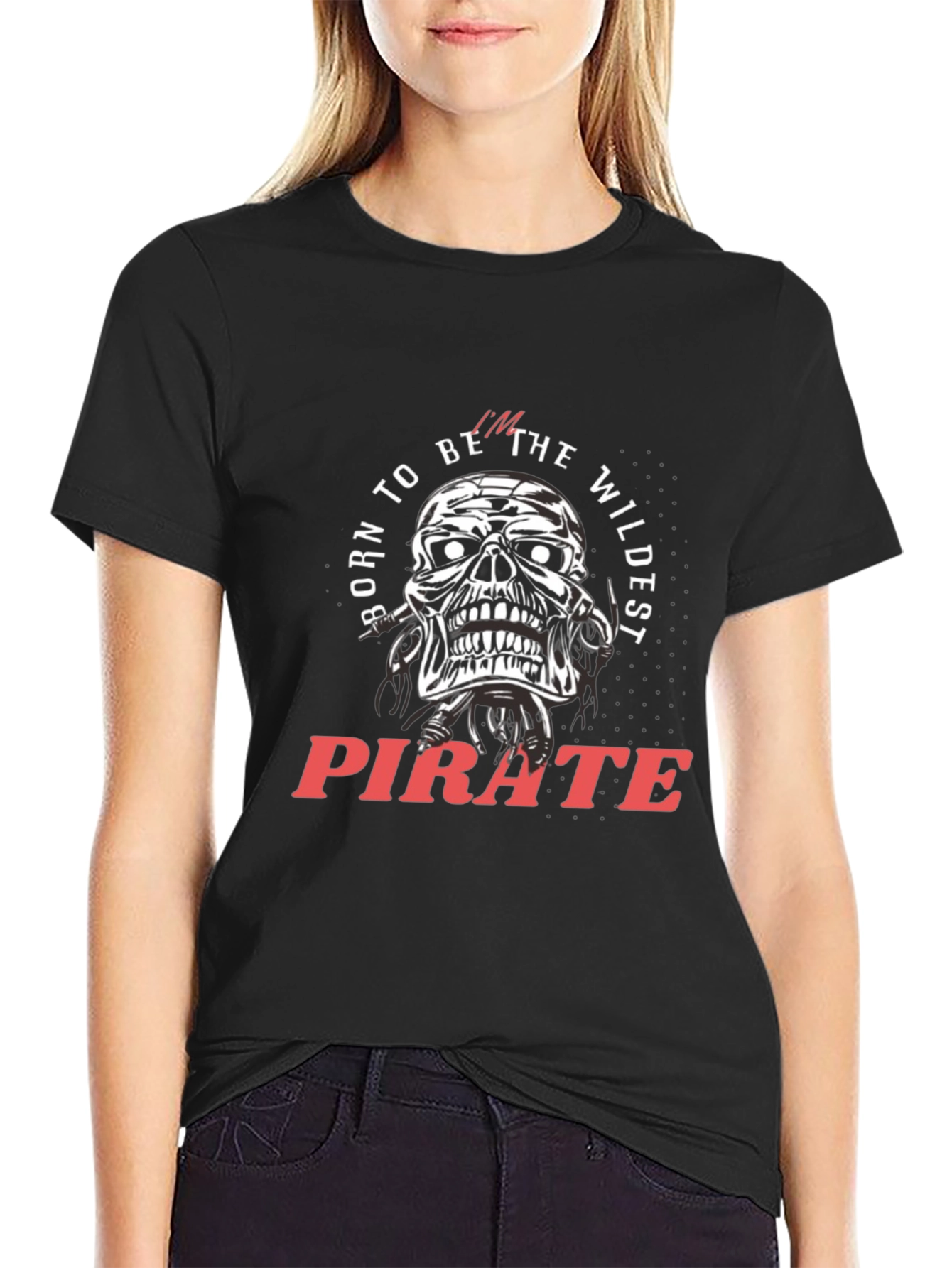 Wildest Pirate Skull Graphic Tee - Mens Black T-Shirt