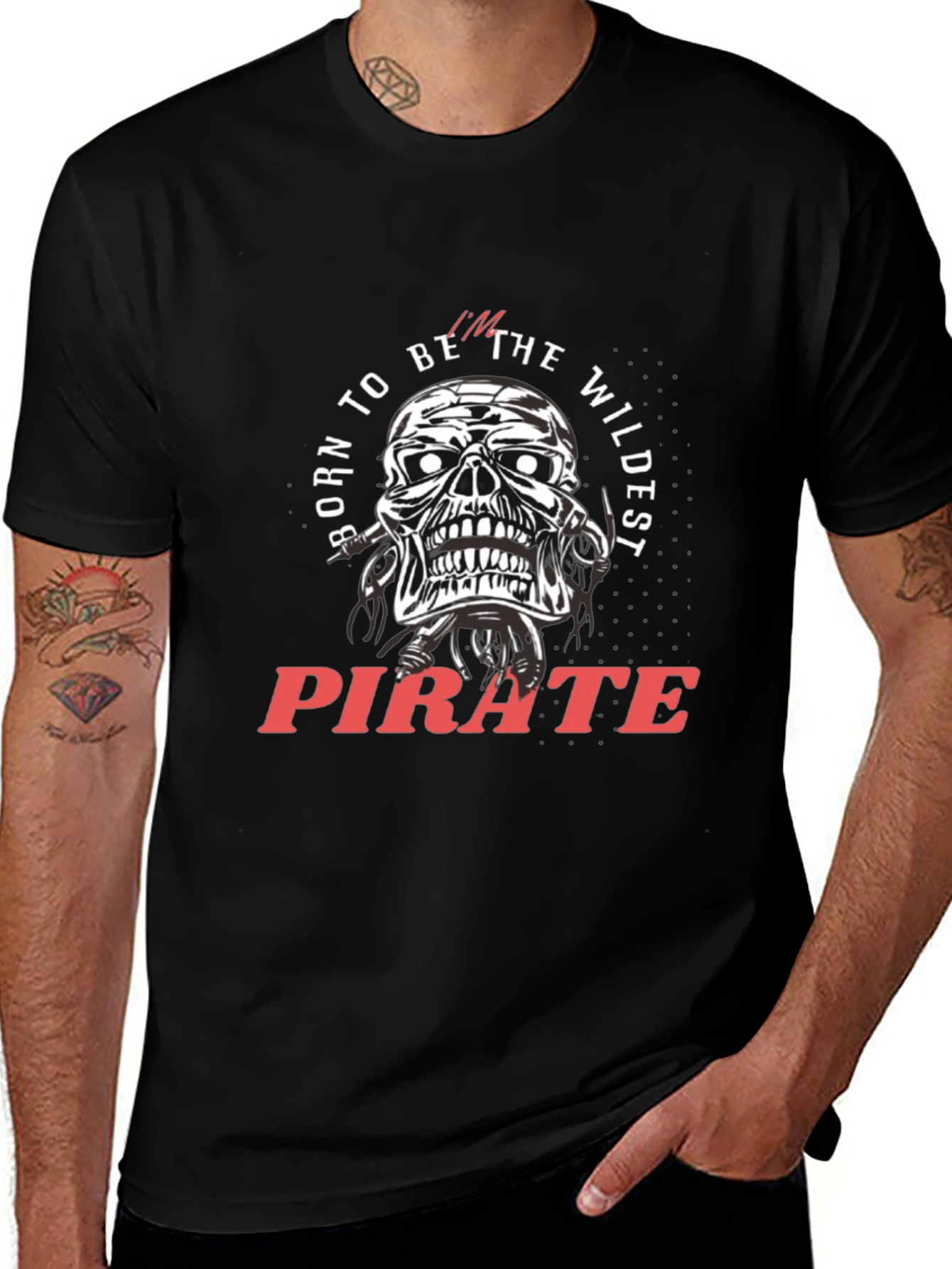Wildest Pirate Skull Graphic Tee - Mens Black T-Shirt