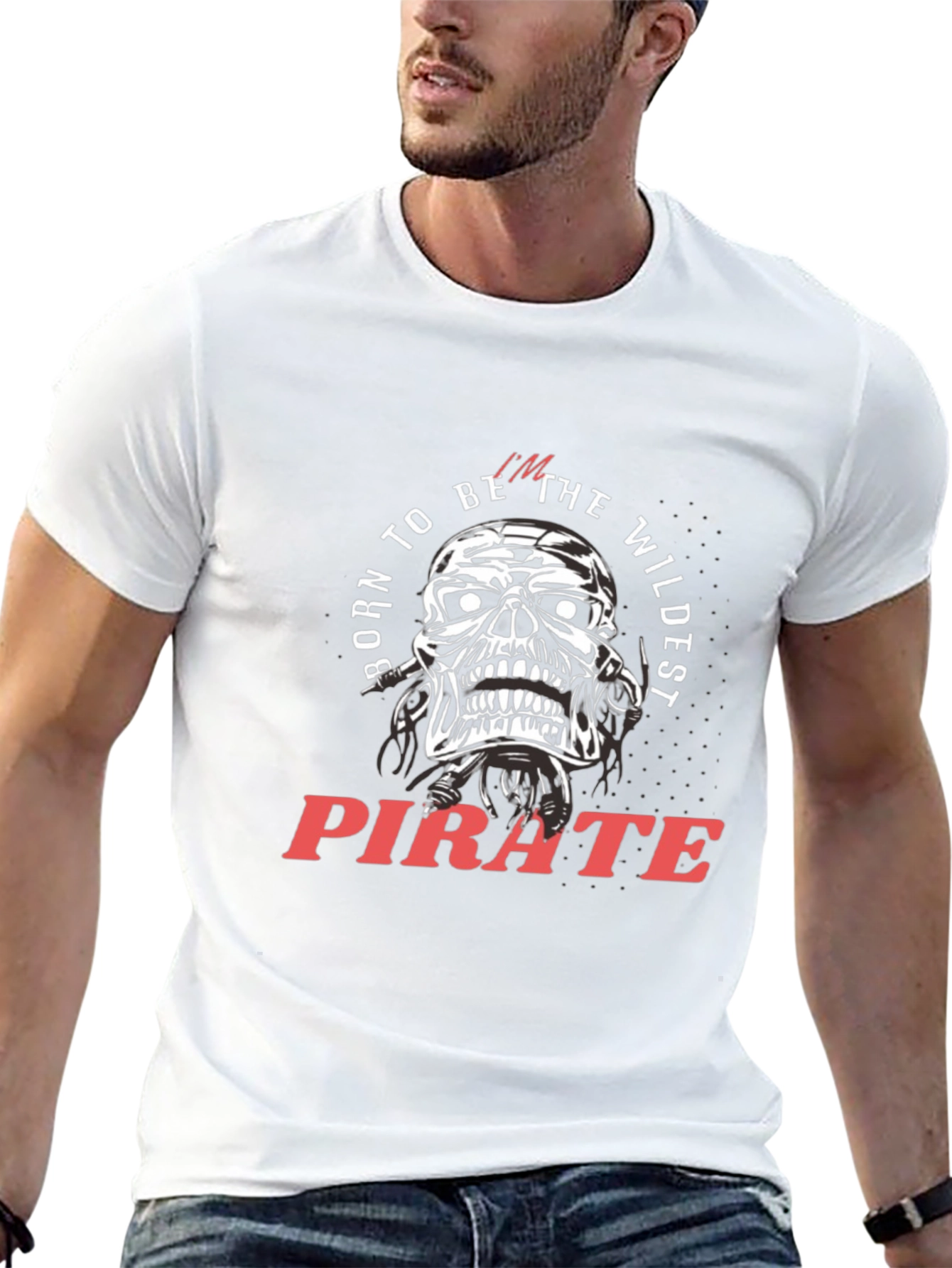 Wildest Pirate Skull Graphic Tee - Mens Black T-Shirt