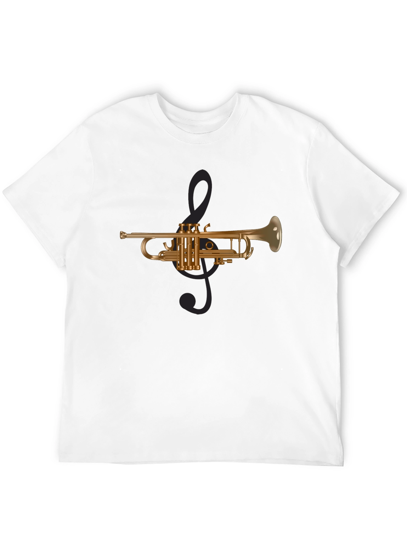 Trumpet Music T-Shirt - Brass Instrument Clef Design
