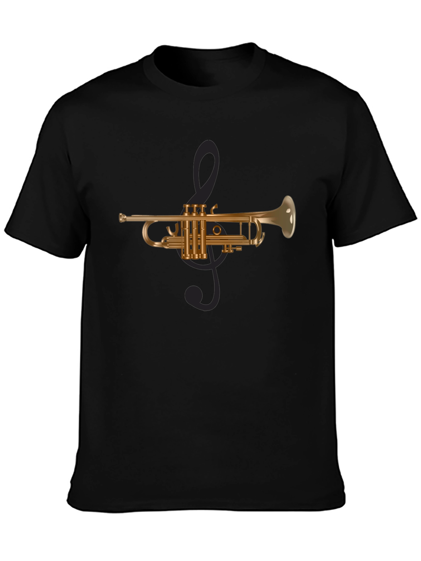 Trumpet Music T-Shirt - Brass Instrument Clef Design