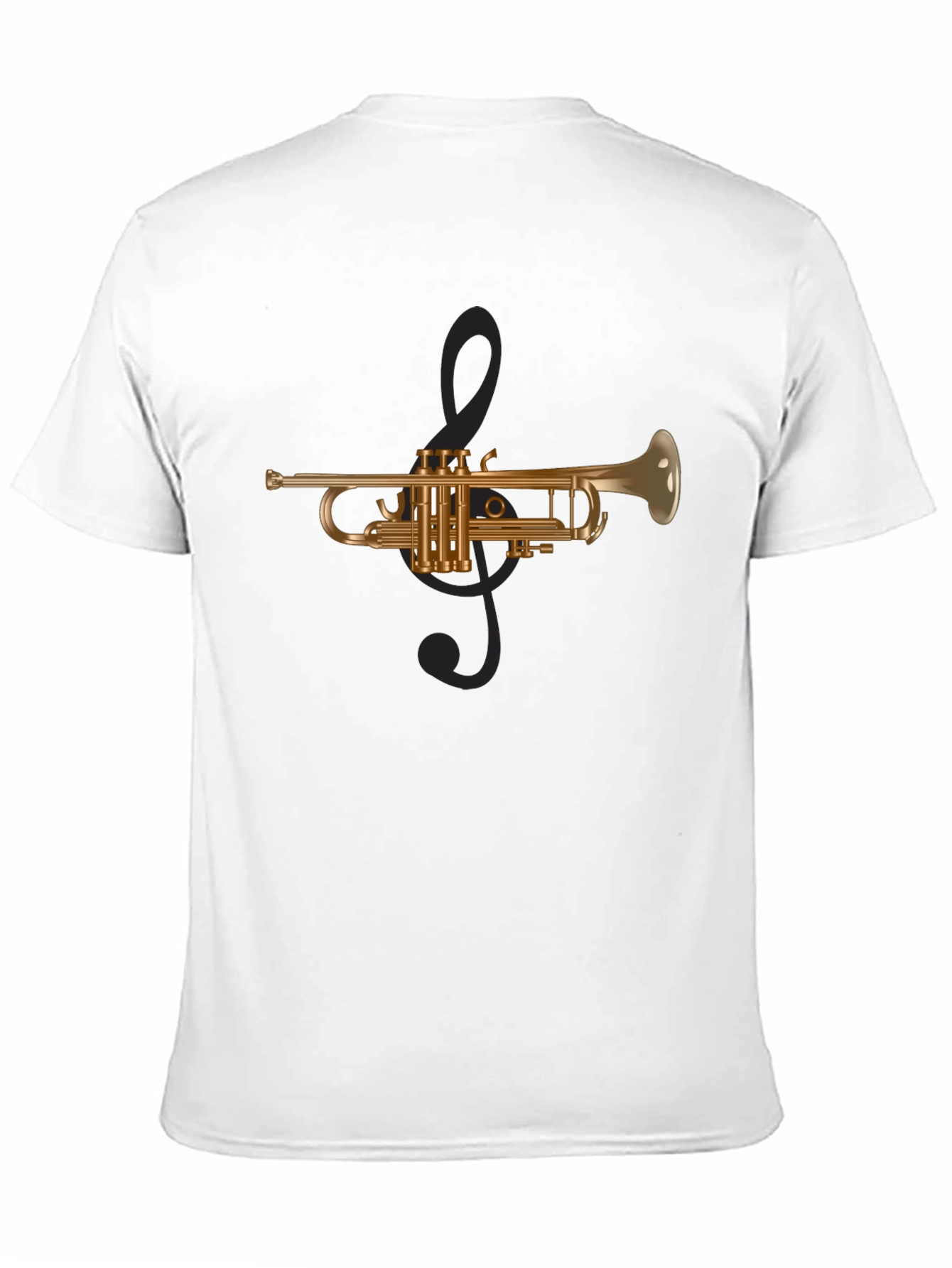 Trumpet Music T-Shirt - Brass Instrument Clef Design