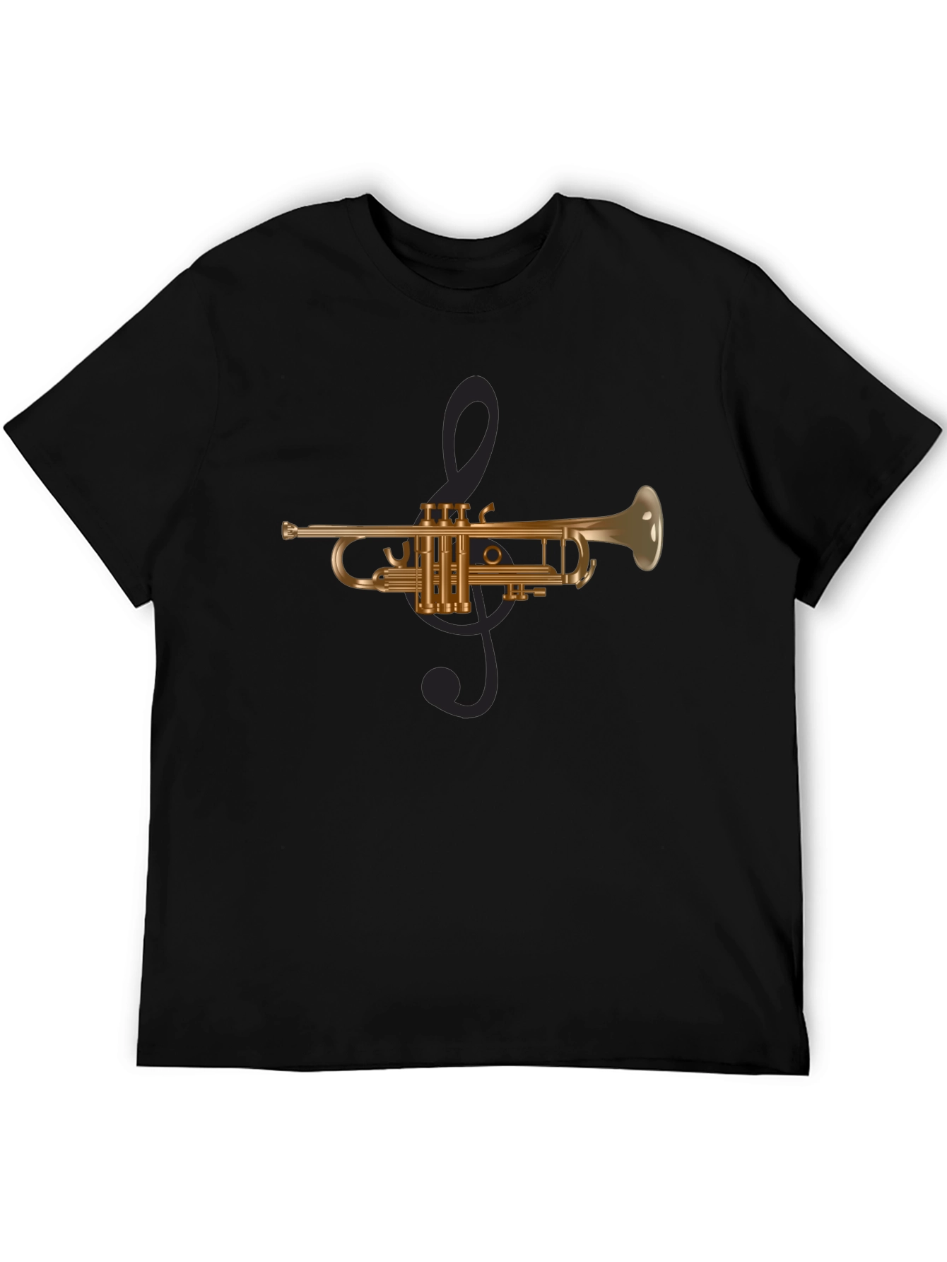Trumpet Music T-Shirt - Brass Instrument Clef Design