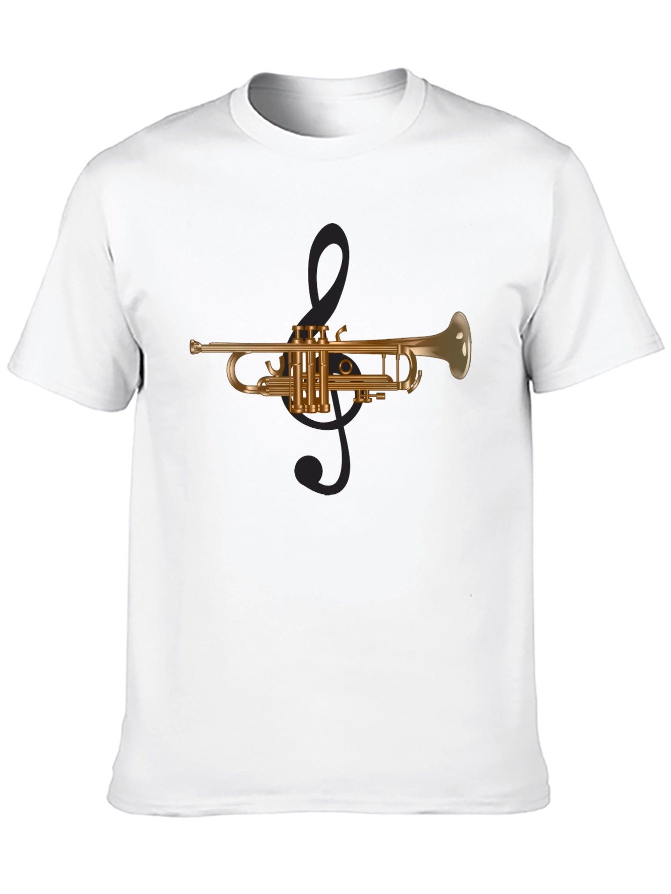 Trumpet Music T-Shirt - Brass Instrument Clef Design