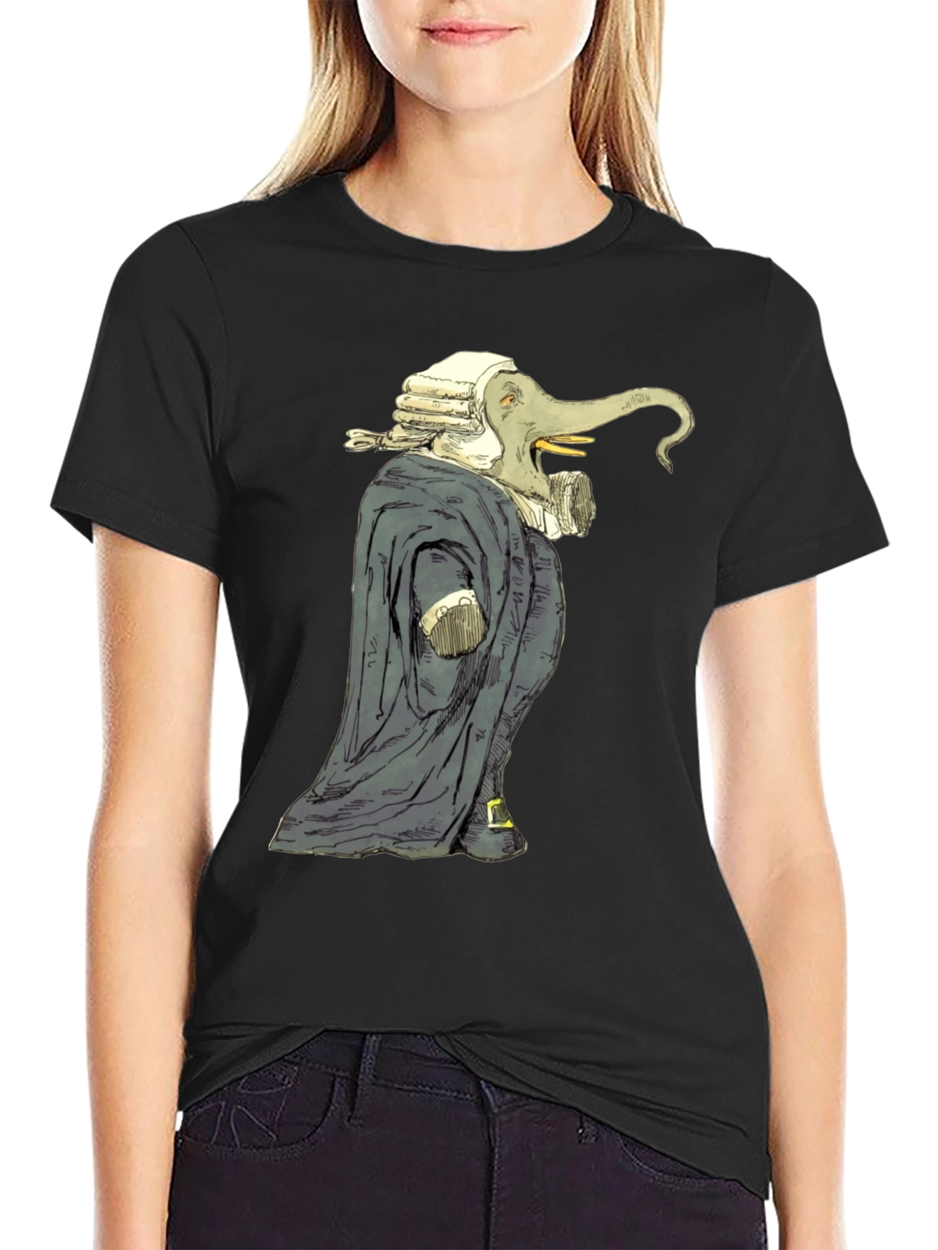 Elephant Judge Graphic Black T-Shirt