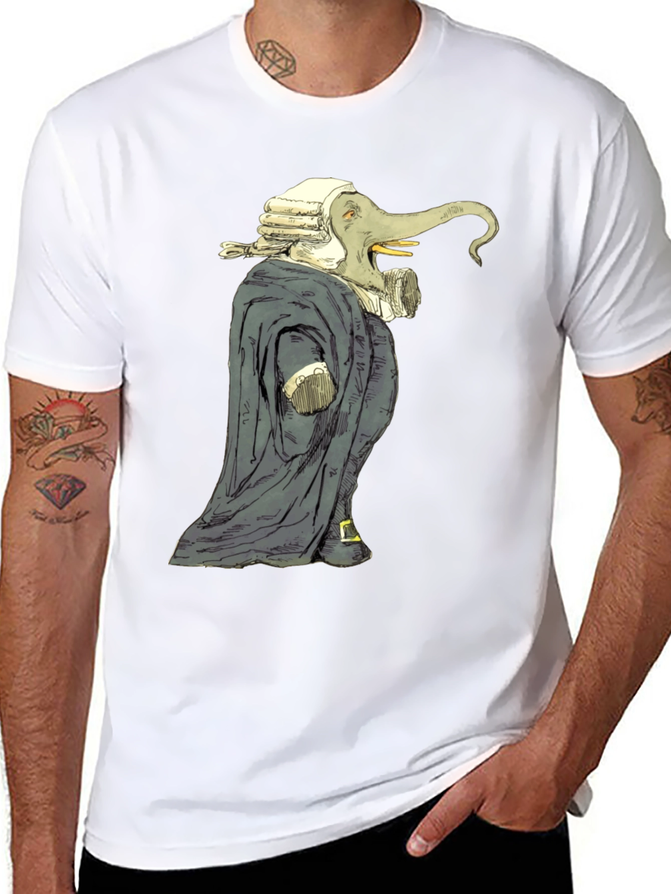Elephant Judge Graphic Black T-Shirt