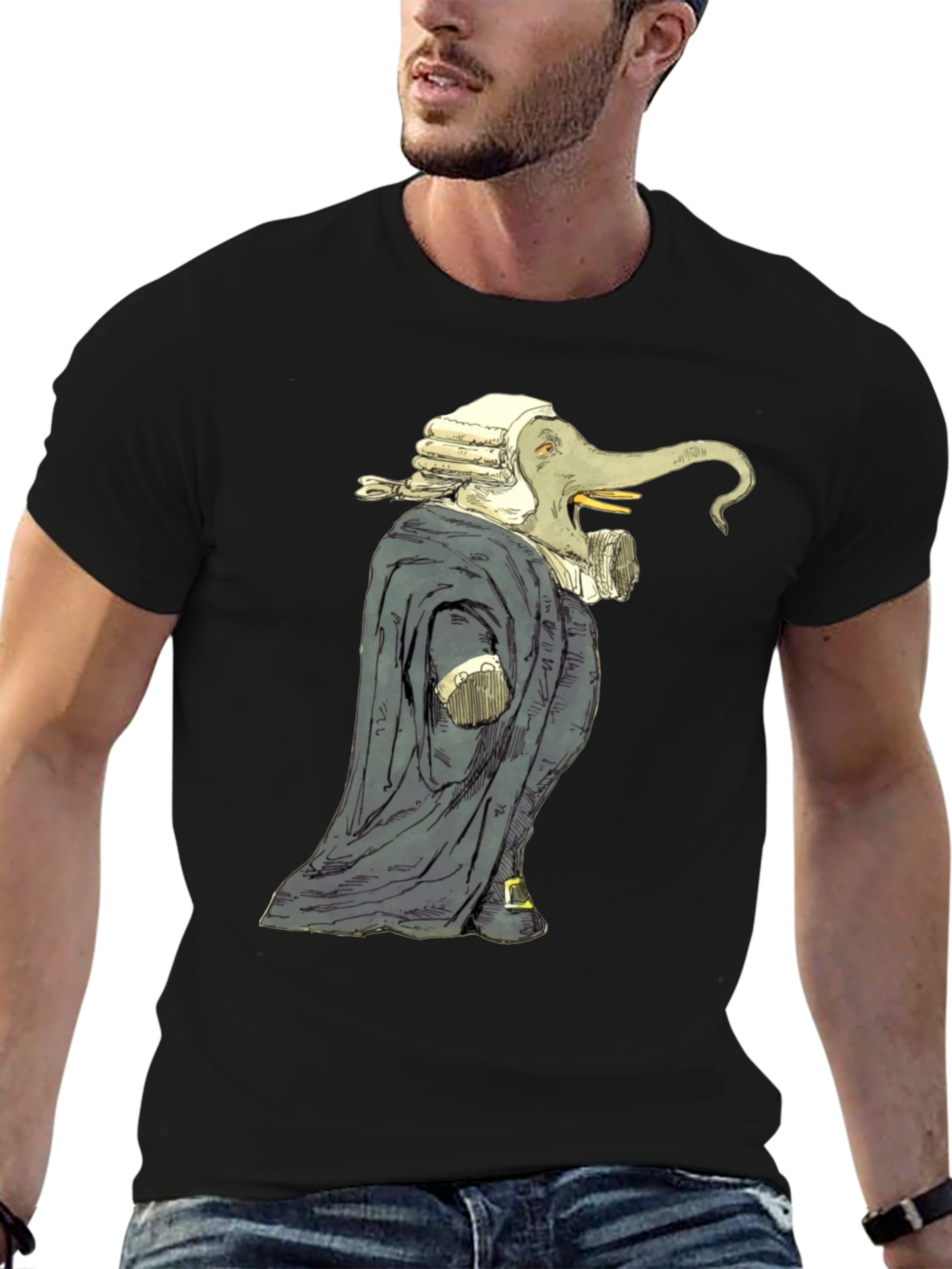 Elephant Judge Graphic Black T-Shirt
