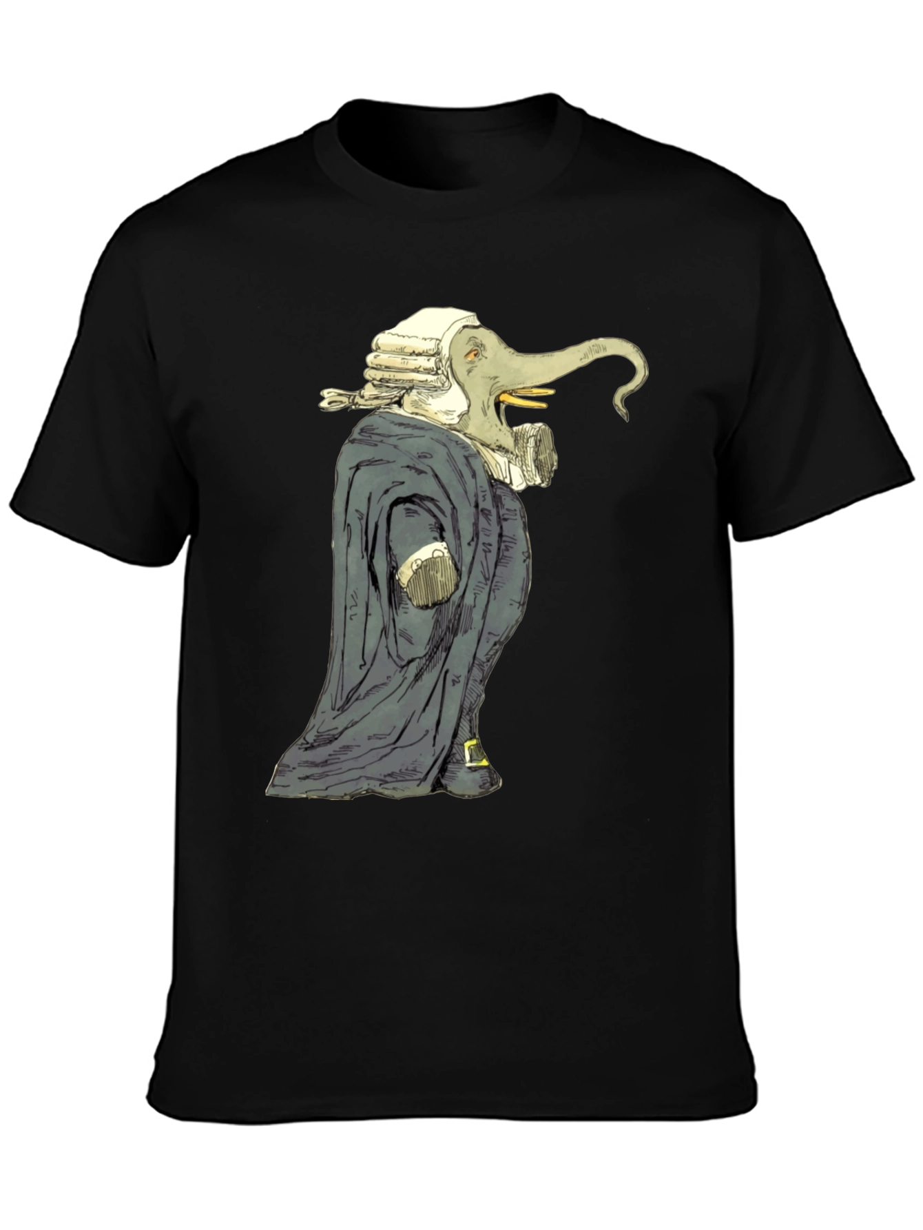 Elephant Judge Graphic Black T-Shirt