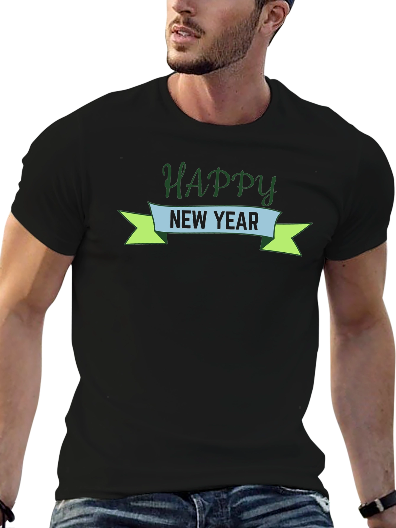 Happy New Year Graphic Tee - Black