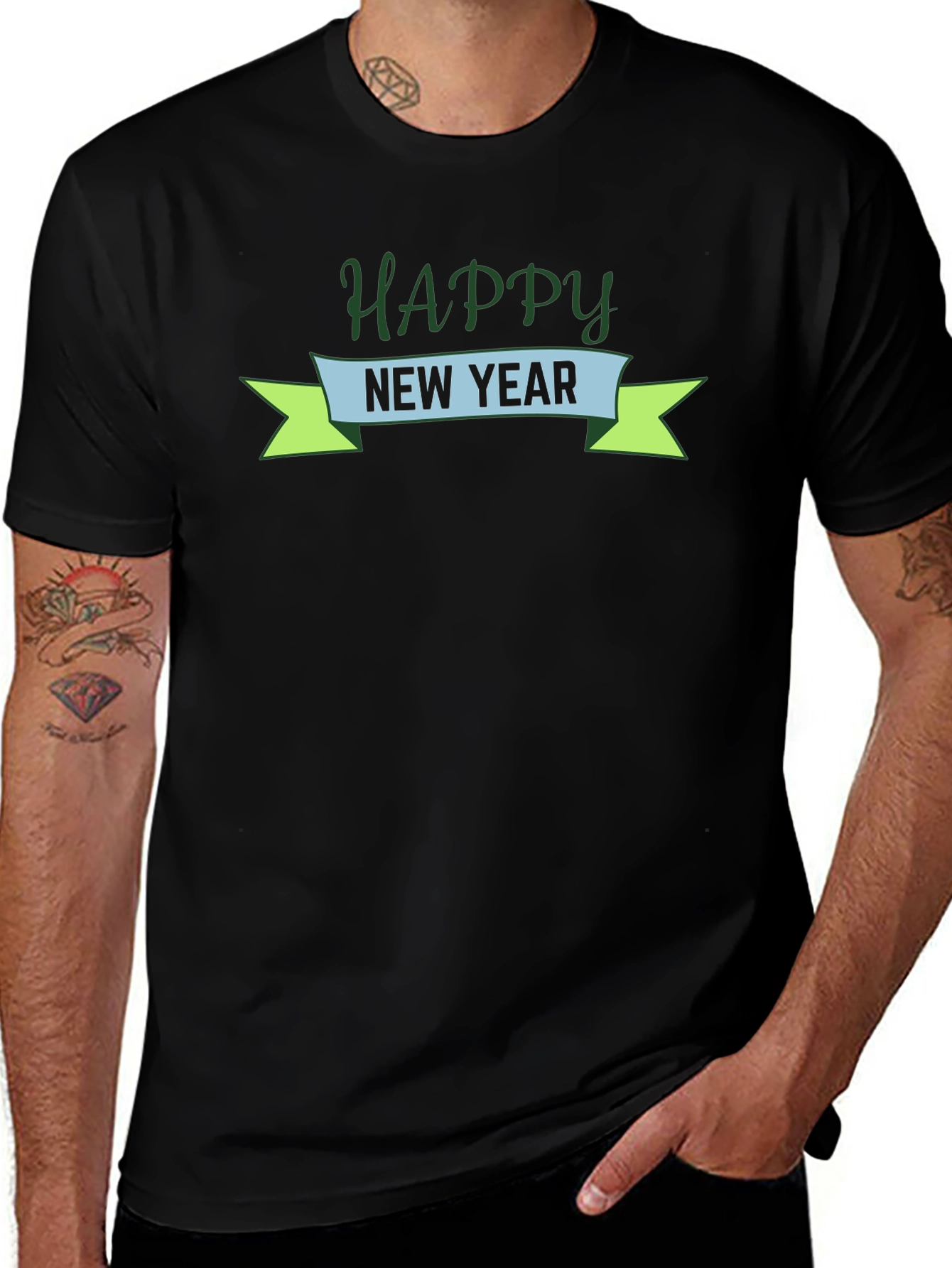 Happy New Year Graphic Tee - Black