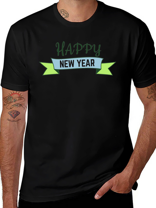 Happy New Year Graphic Tee - Black