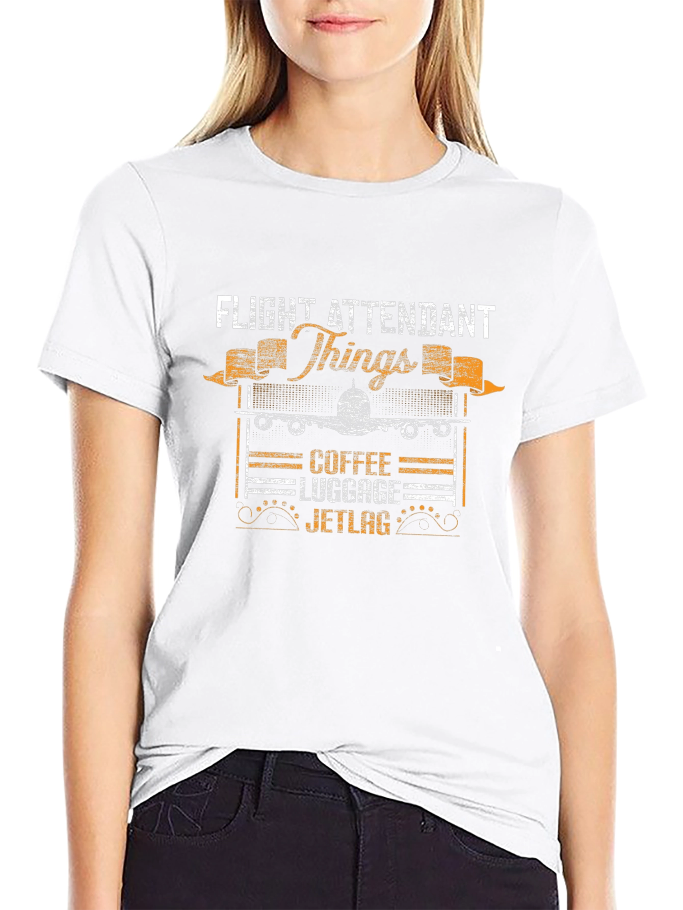 Flight Attendant T-Shirt - Coffee Luggage Jetlag Design