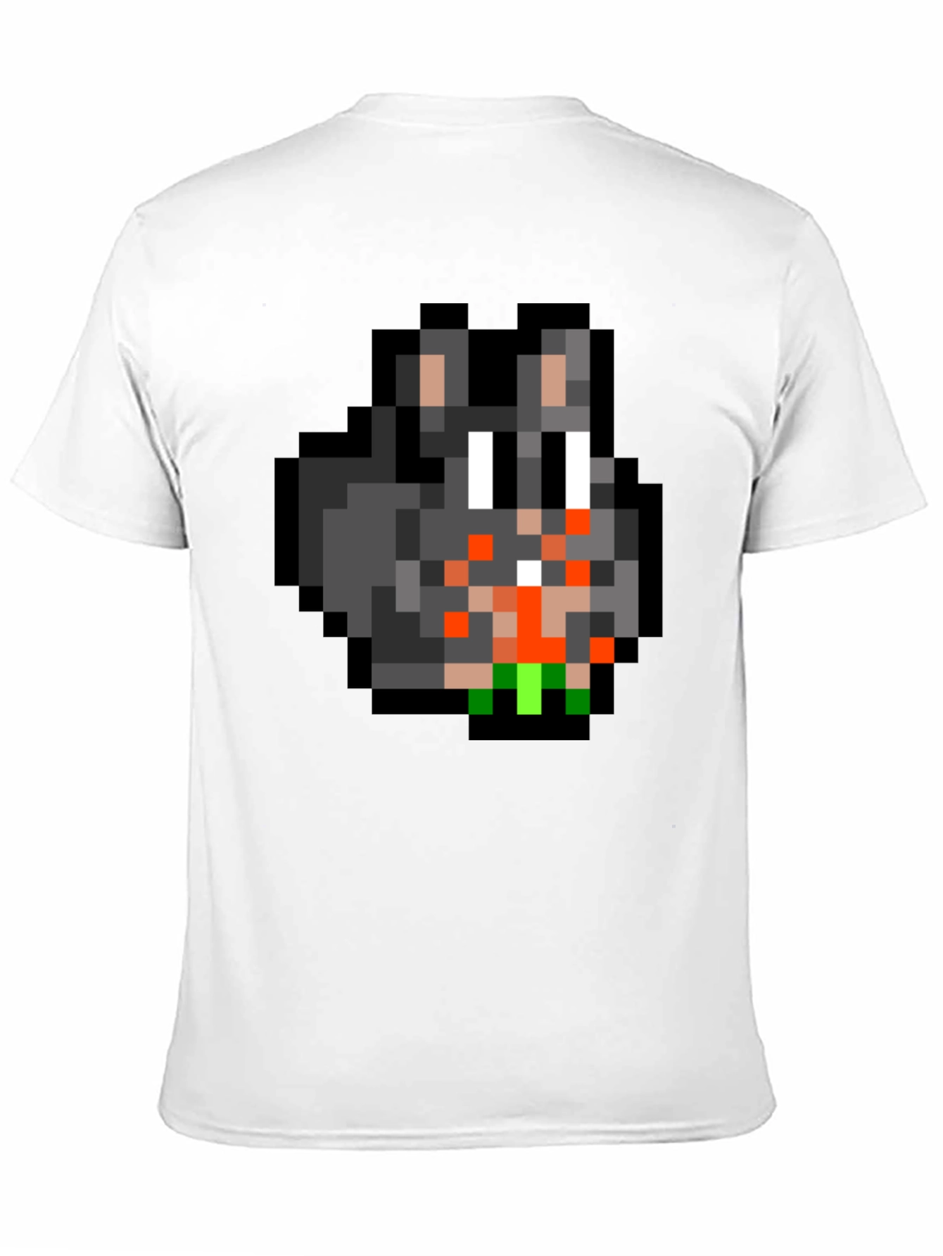 Pixel Art Bunny Graphic Tee - Black