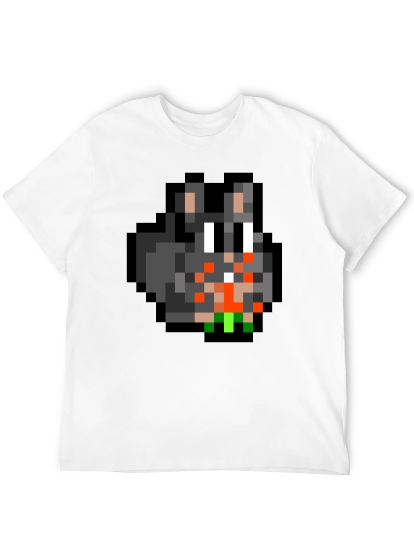 Pixel Art Bunny Graphic Tee - Black