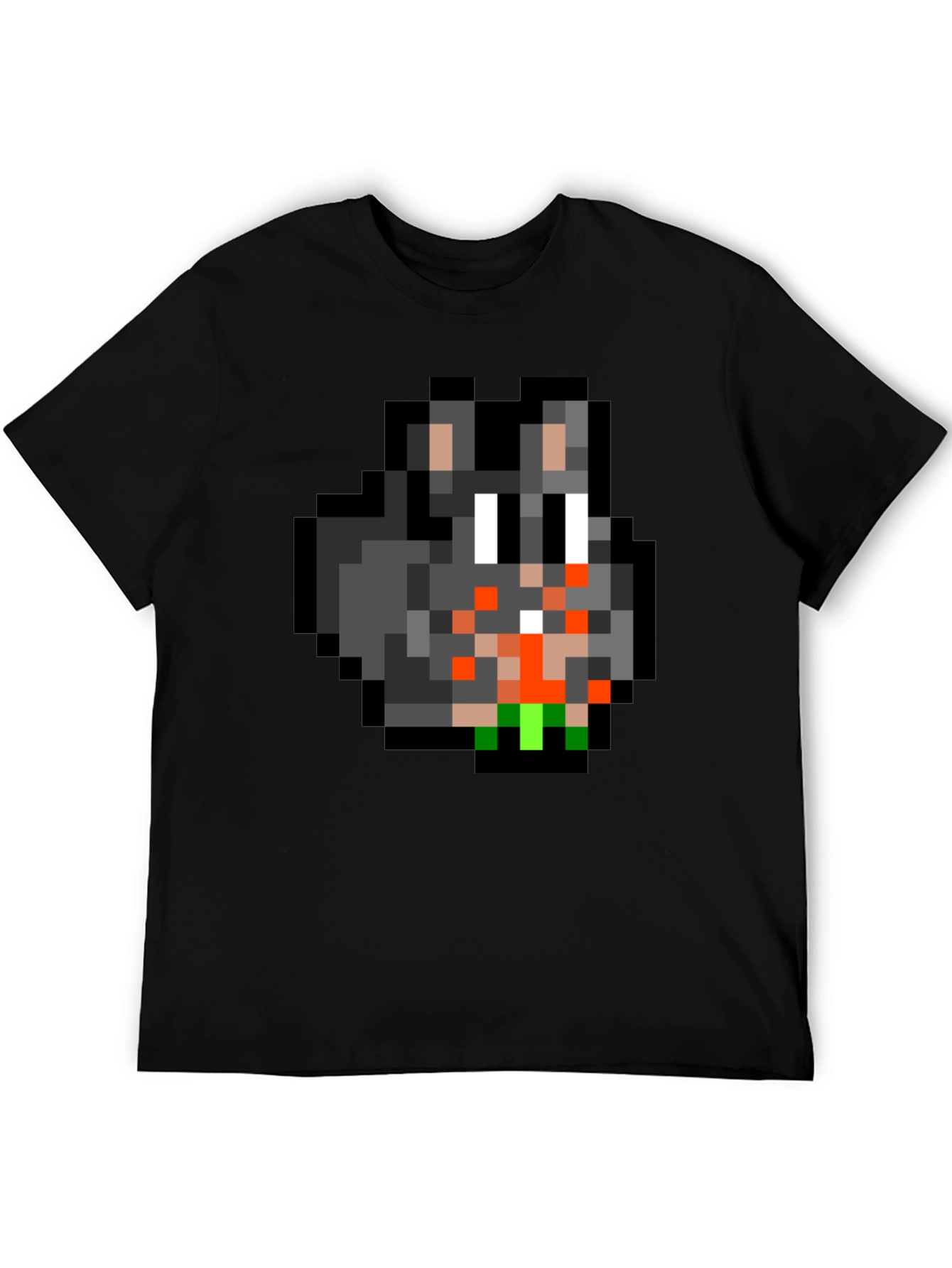 Pixel Art Bunny Graphic Tee - Black