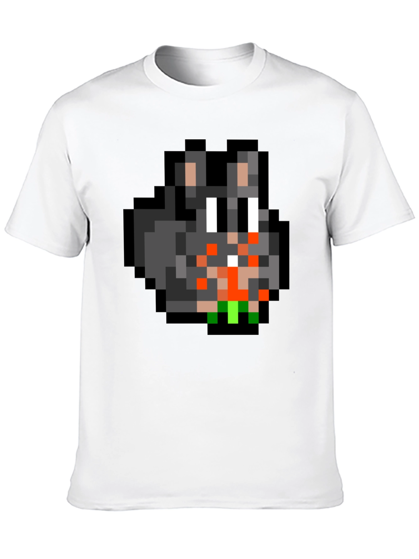 Pixel Art Bunny Graphic Tee - Black