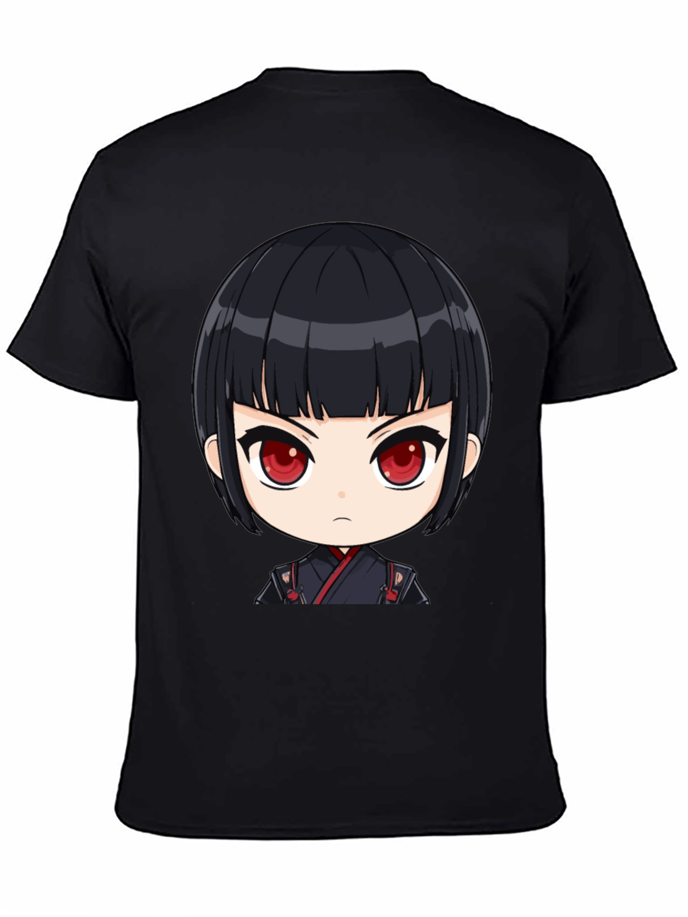 Anime Girl Graphic Print Black T-Shirt