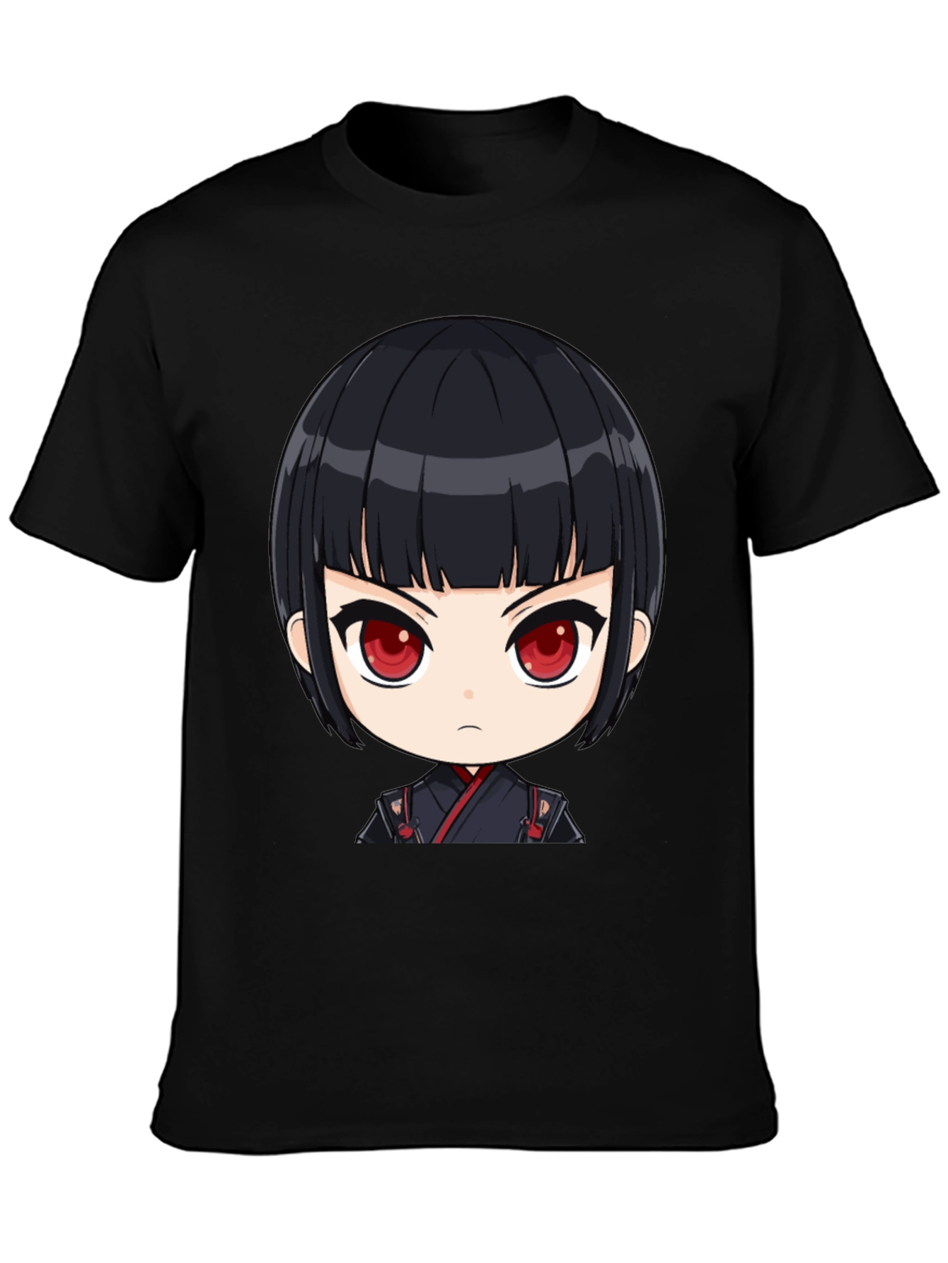 Anime Girl Graphic Print Black T-Shirt