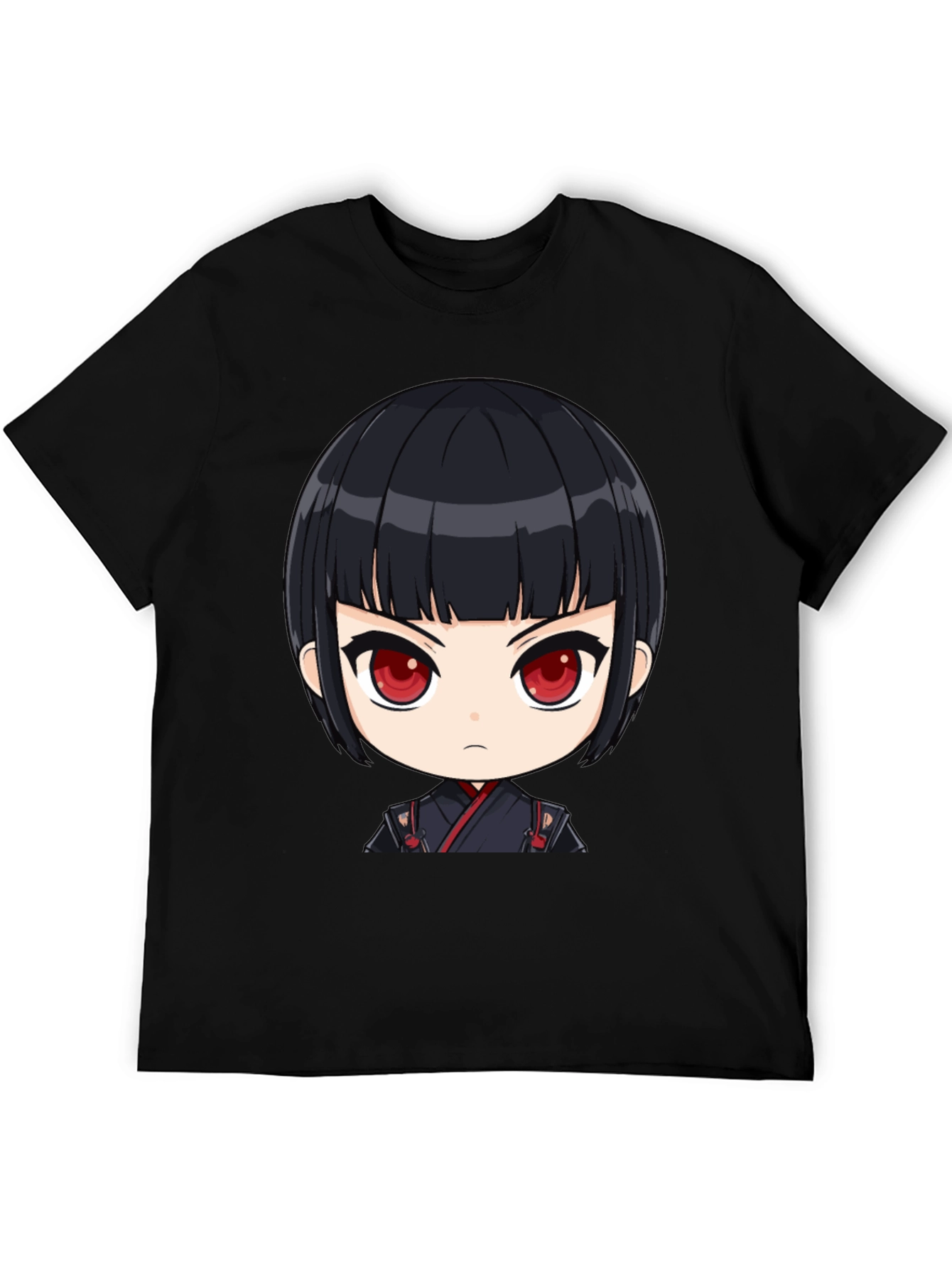 Anime Girl Graphic Print Black T-Shirt