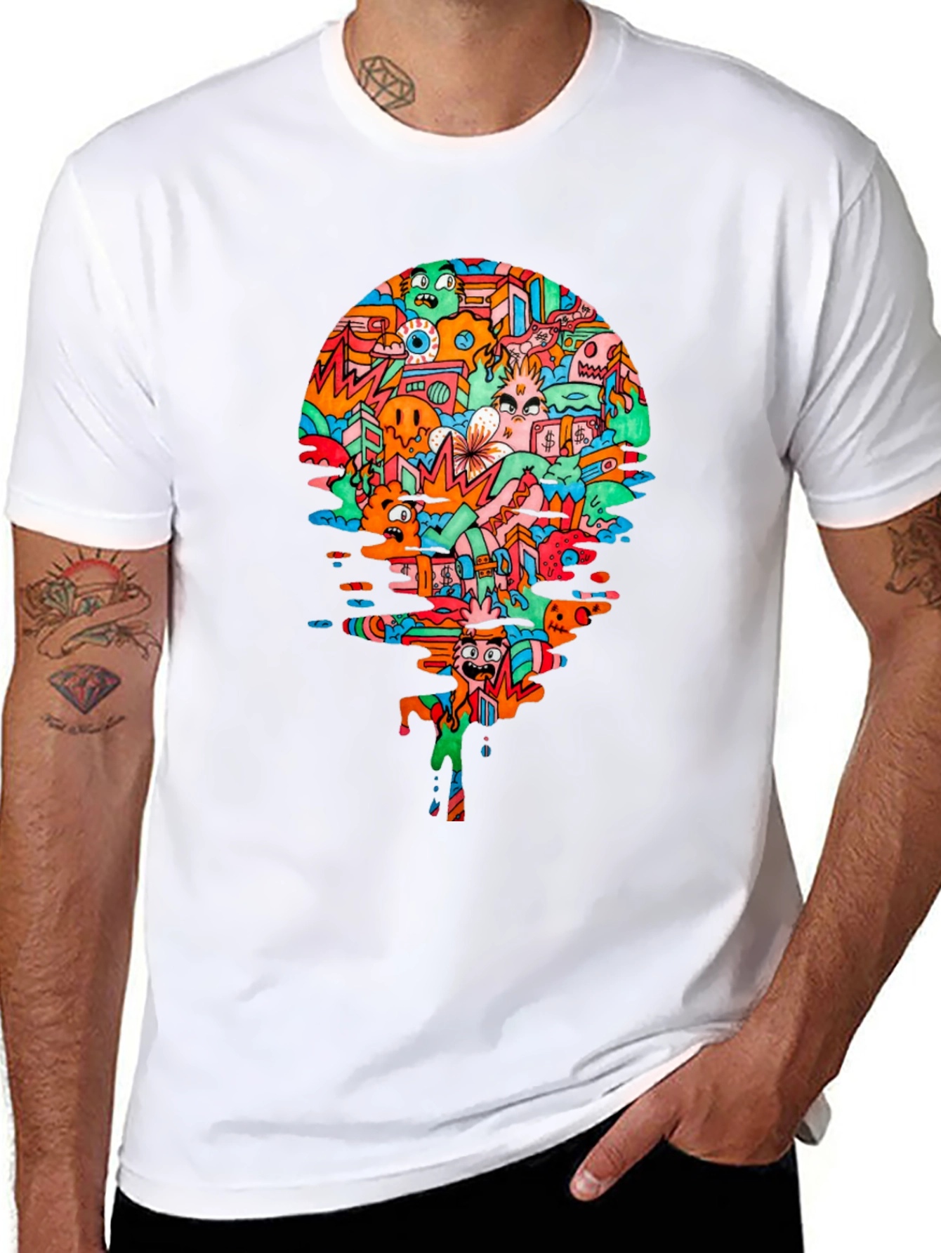 Abstract Doodle Art Black T-Shirt