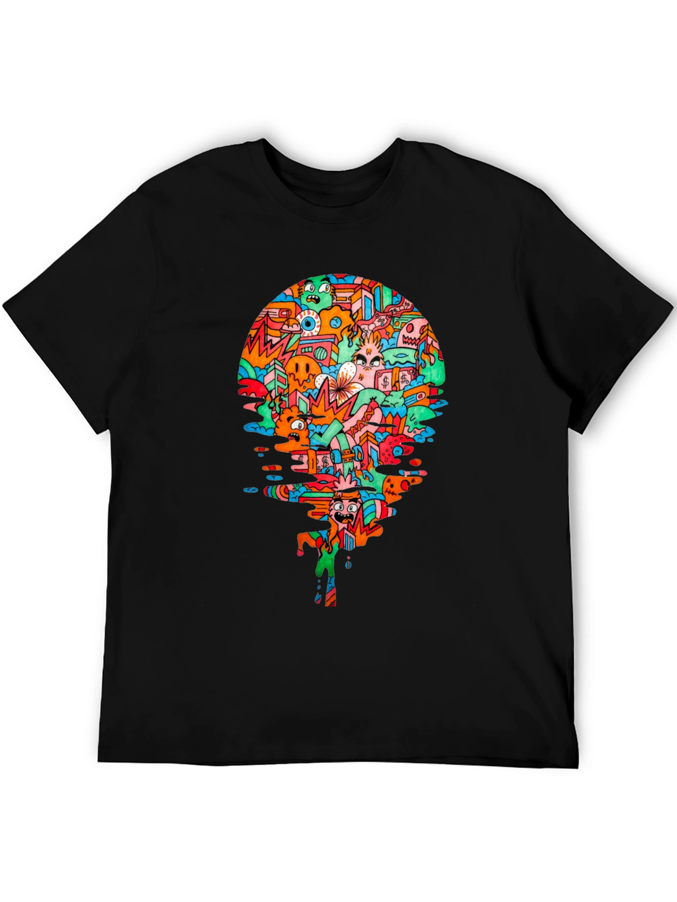 Abstract Doodle Art Black T-Shirt