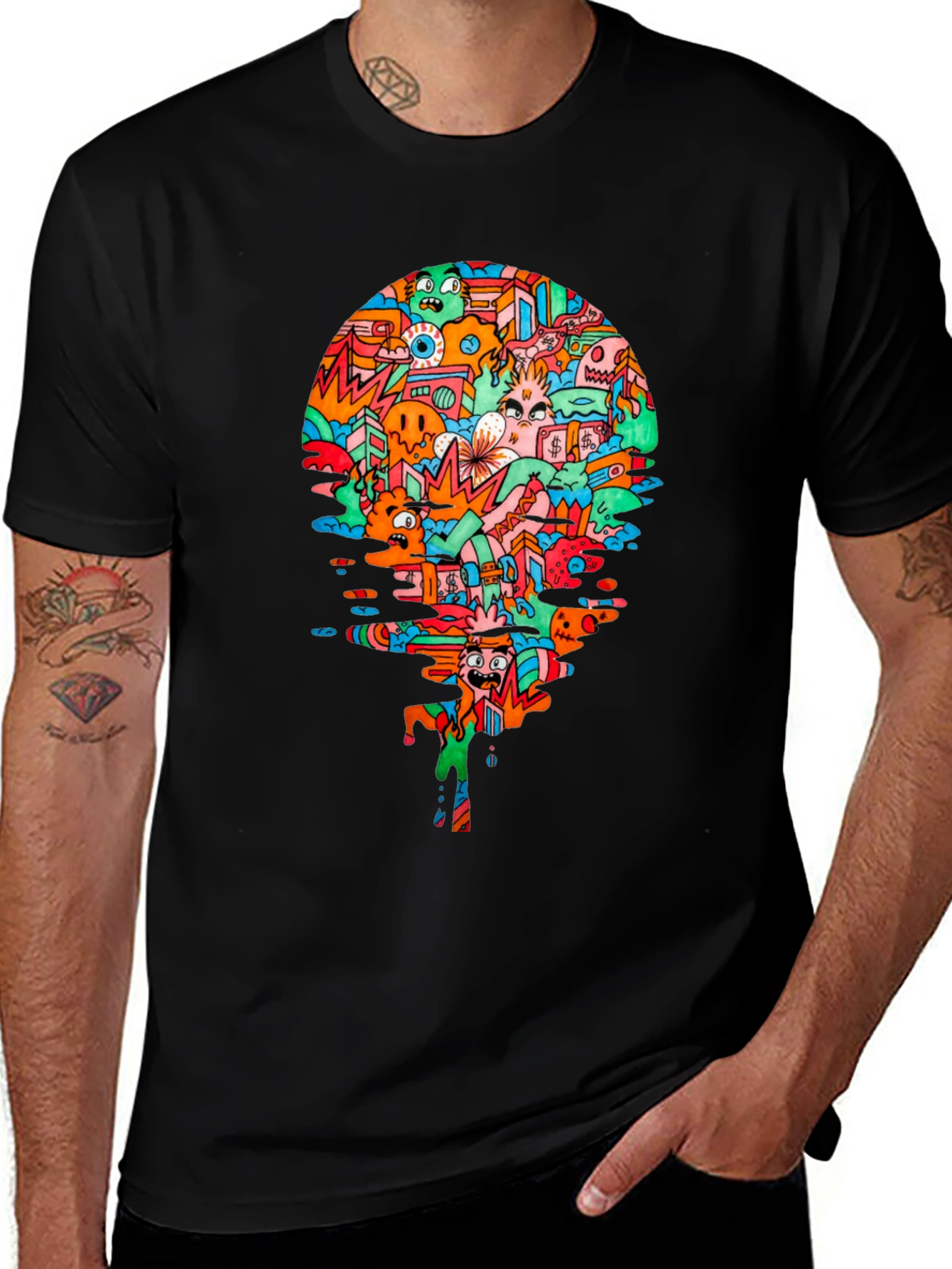Abstract Doodle Art Black T-Shirt