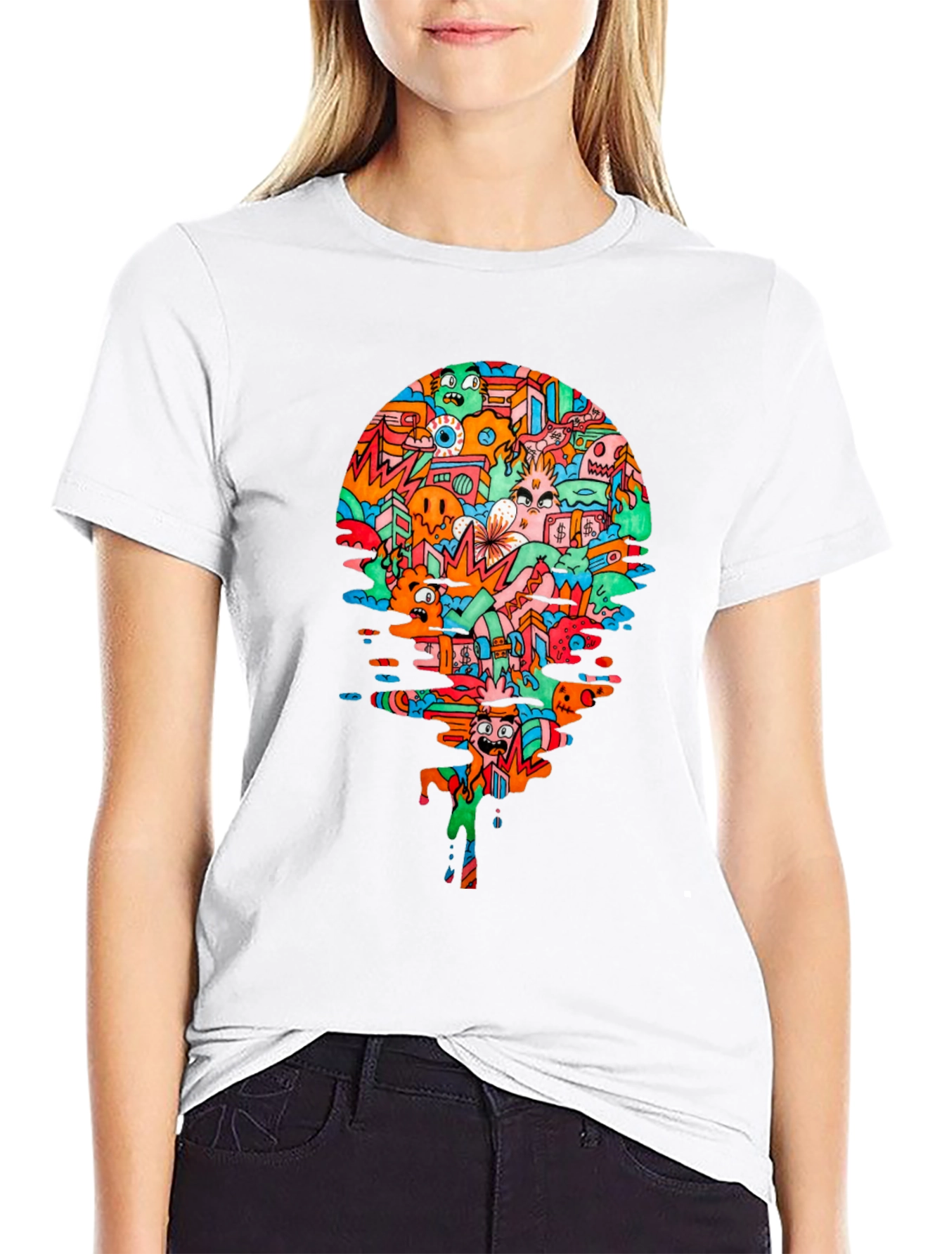 Abstract Doodle Art Black T-Shirt