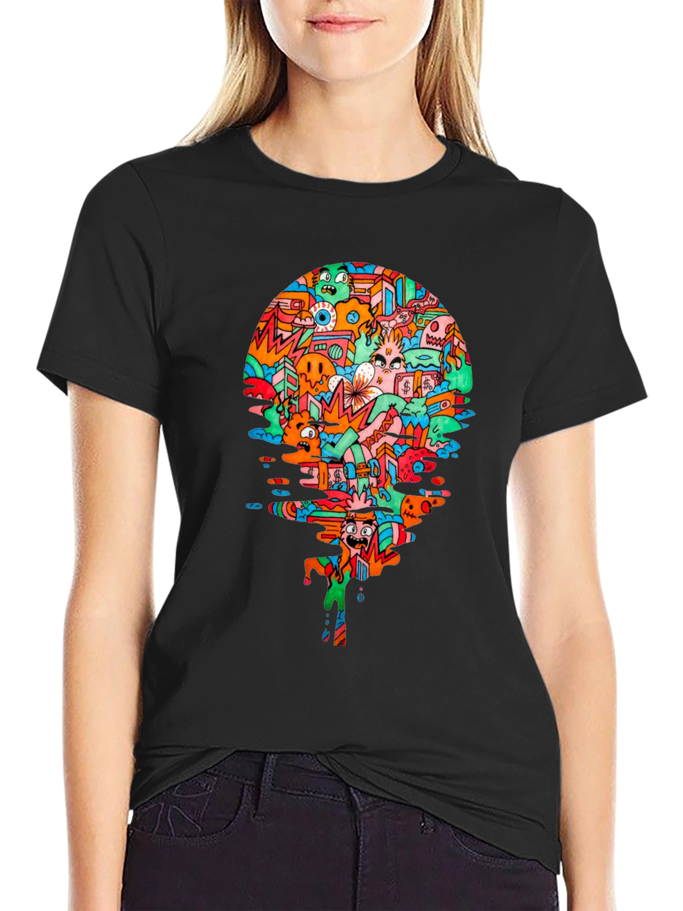 Abstract Doodle Art Black T-Shirt