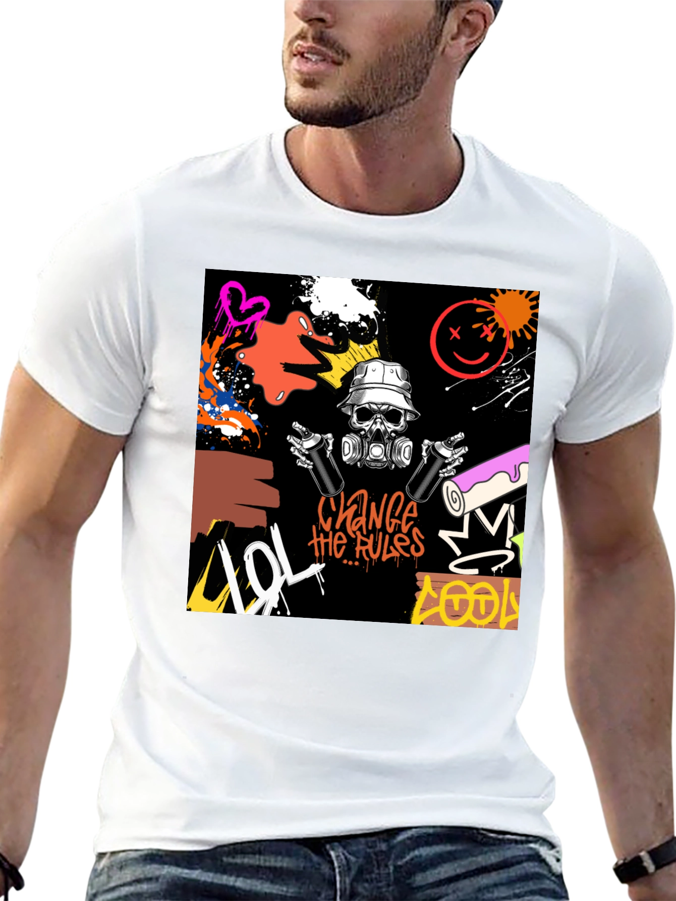 Edgy Streetwear Graffiti Art T-Shirt