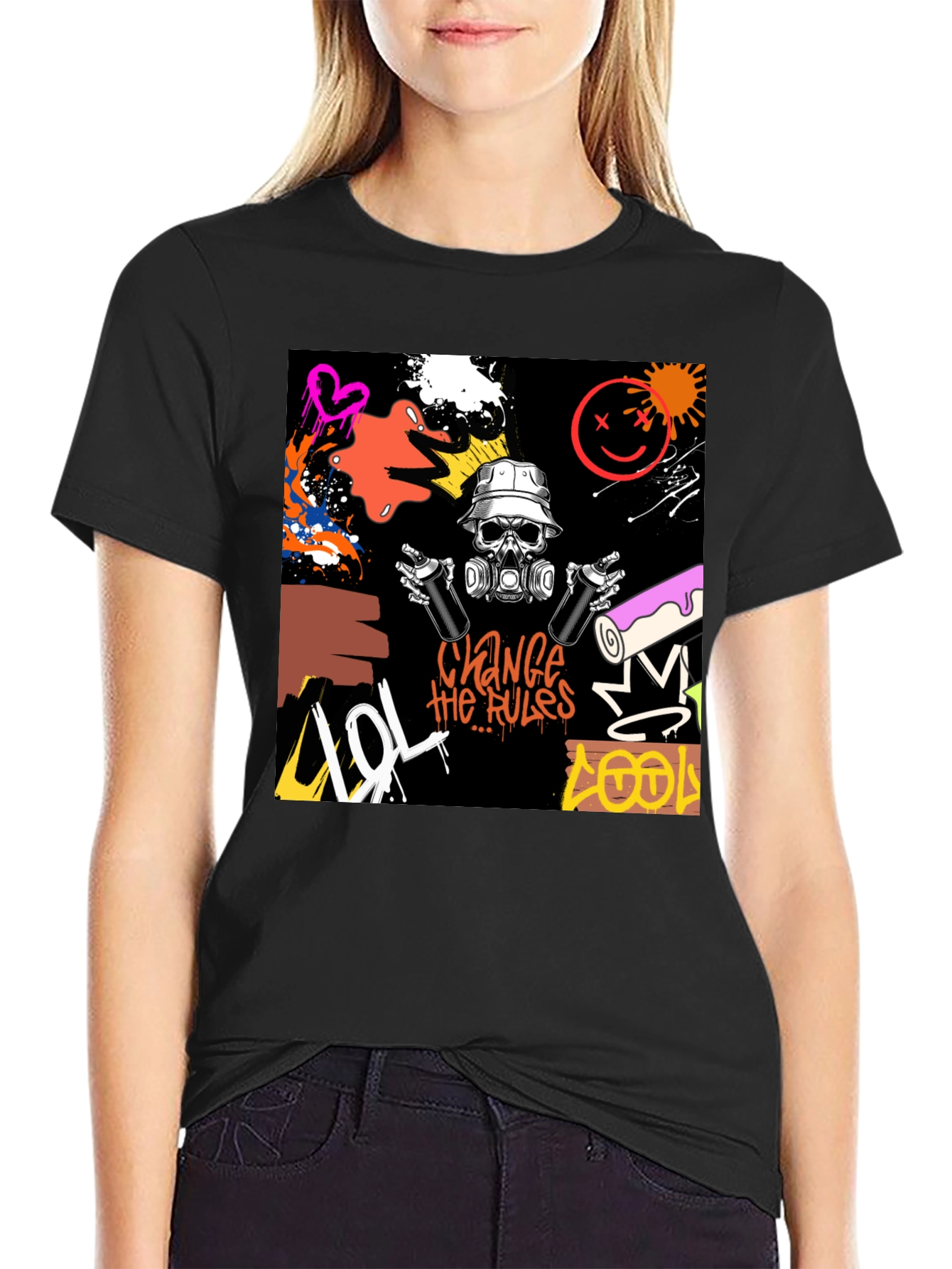 Edgy Streetwear Graffiti Art T-Shirt