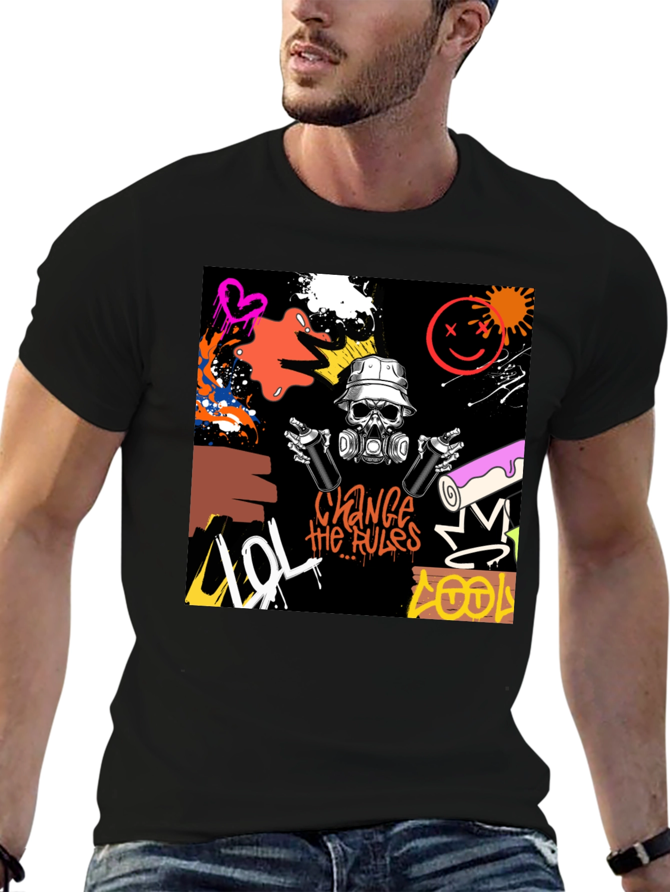 Edgy Streetwear Graffiti Art T-Shirt