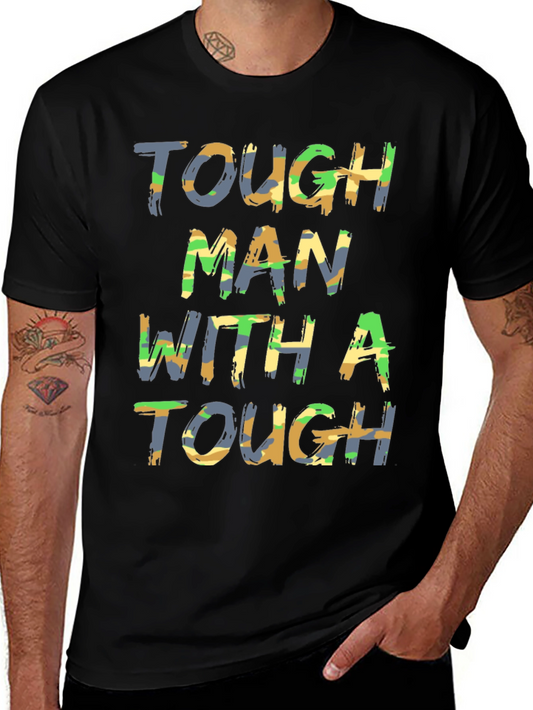 Tough Man Camo Print Graphic Tee
