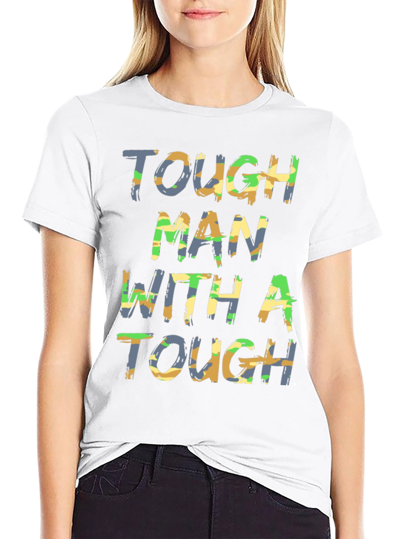 Tough Man Camo Print Graphic Tee