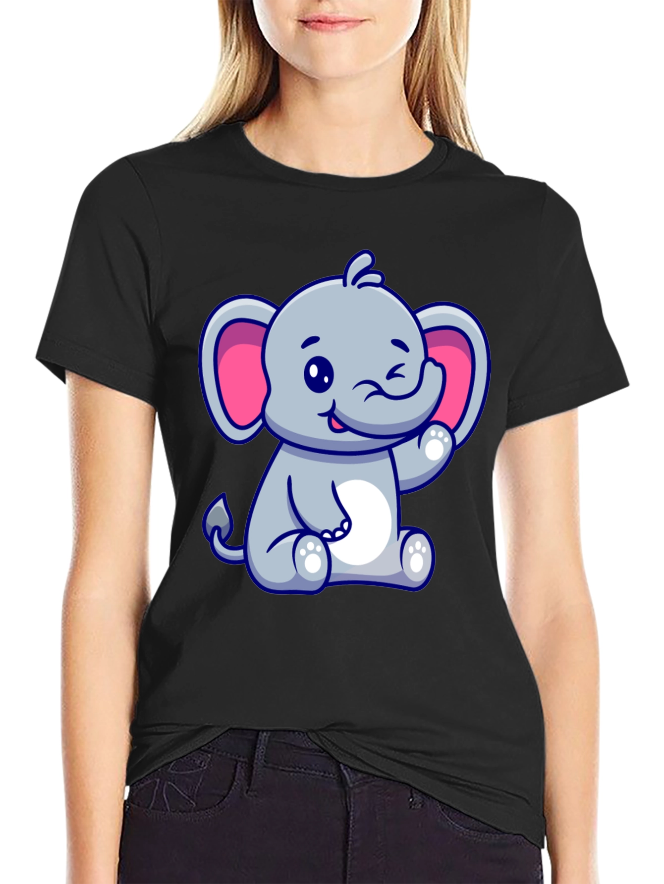 Cute Cartoon Elephant Graphic Tee - Stylish & Fun!