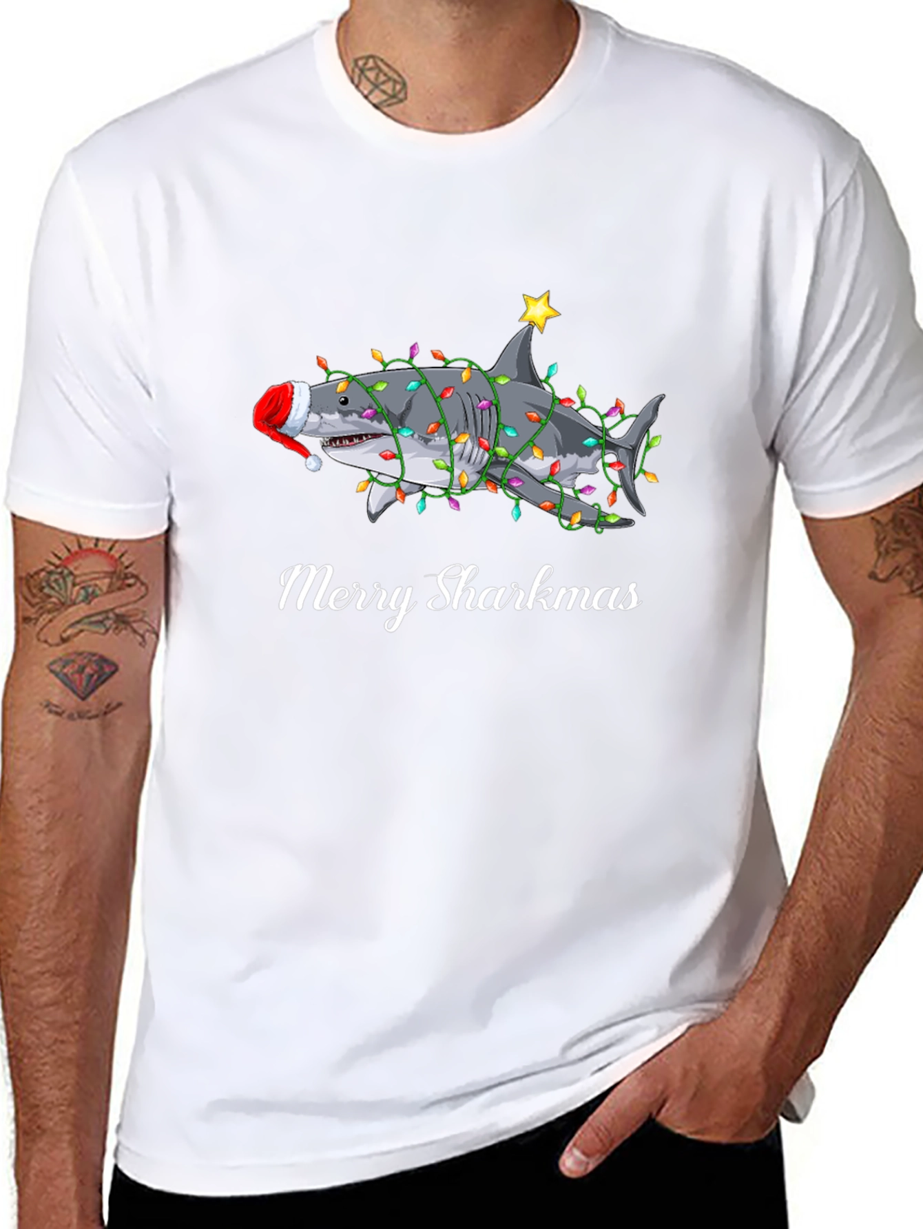 Merry Sharkmas T-Shirt - Festive Holiday Shark Tee