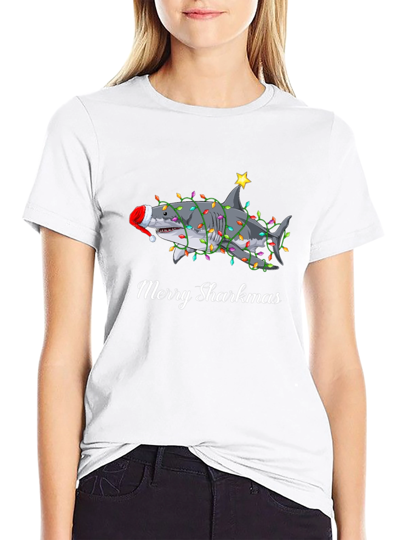 Merry Sharkmas T-Shirt - Festive Holiday Shark Tee
